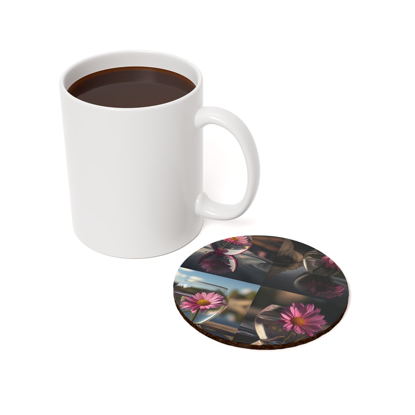 Cork Back Coaster Pink Daisy 5