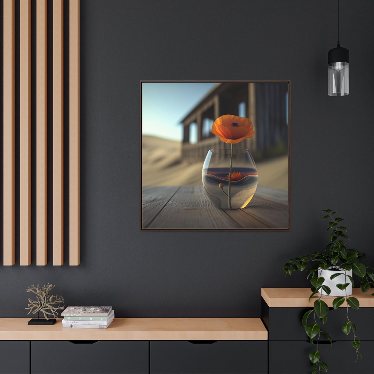 Gallery Canvas Wraps, Square Frame Poppy in a Glass Vase 4