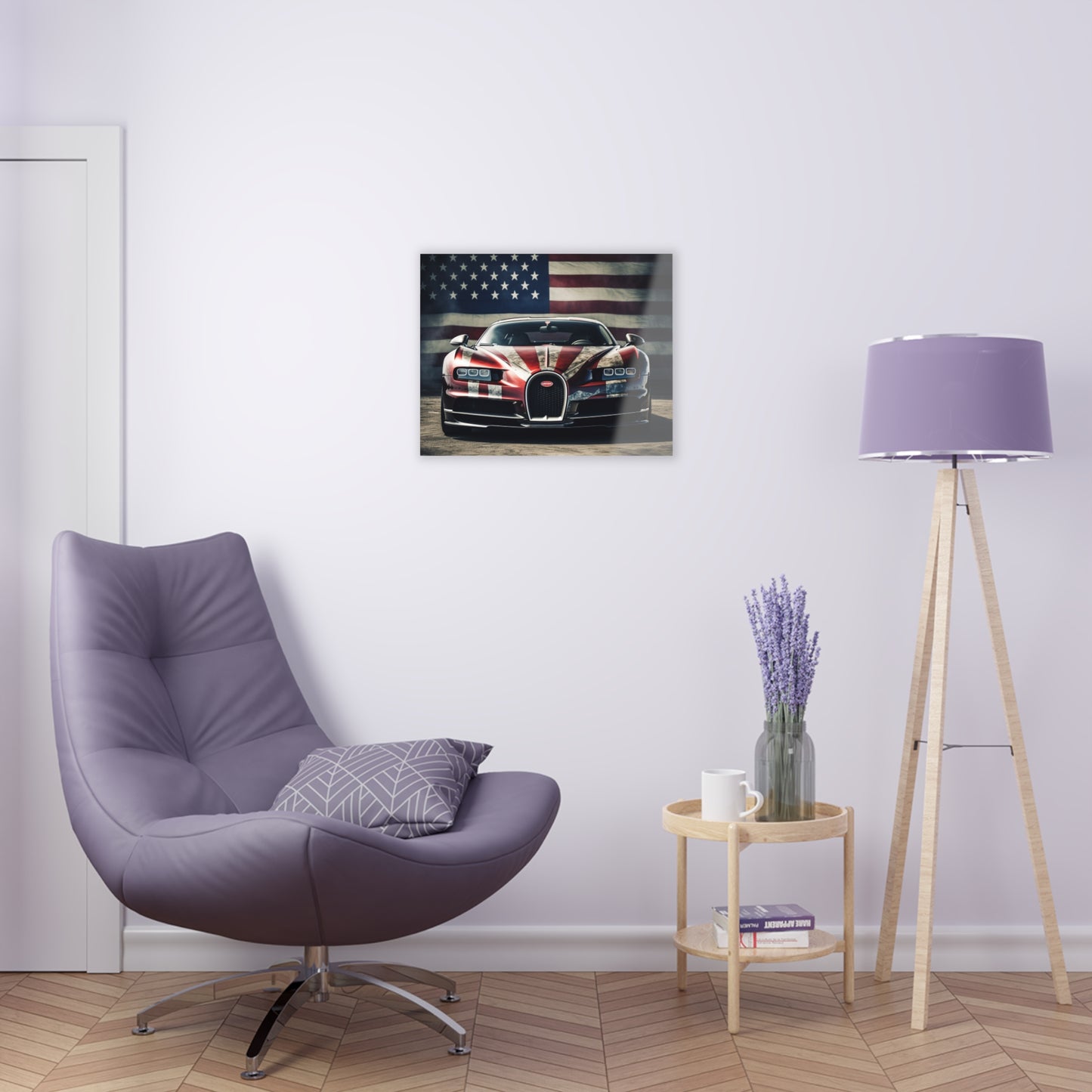 Acrylic Prints American Flag Background Bugatti 3