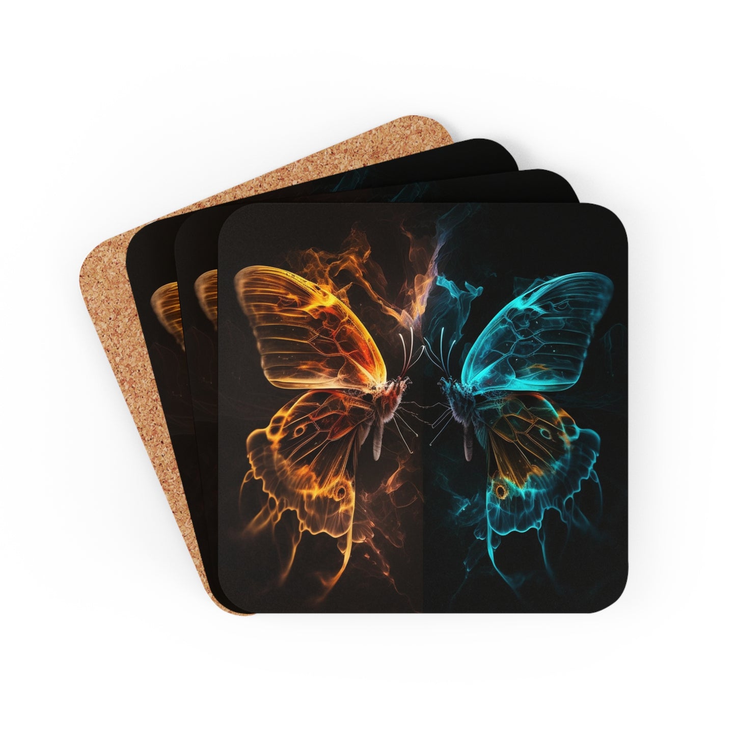 Corkwood Coaster Set Kiss Neon Butterfly 6