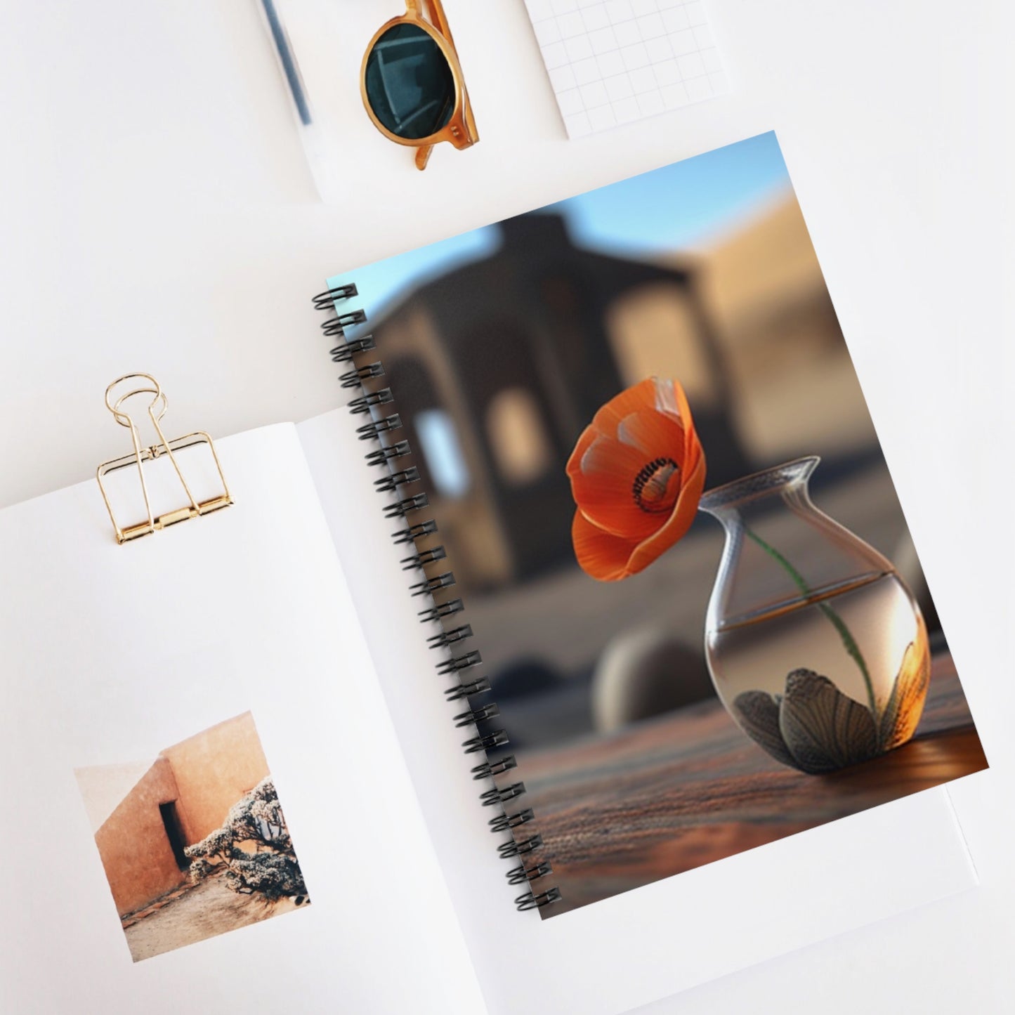 Spiral Notebook - Ruled Line Poppy in a Glass Vase 1