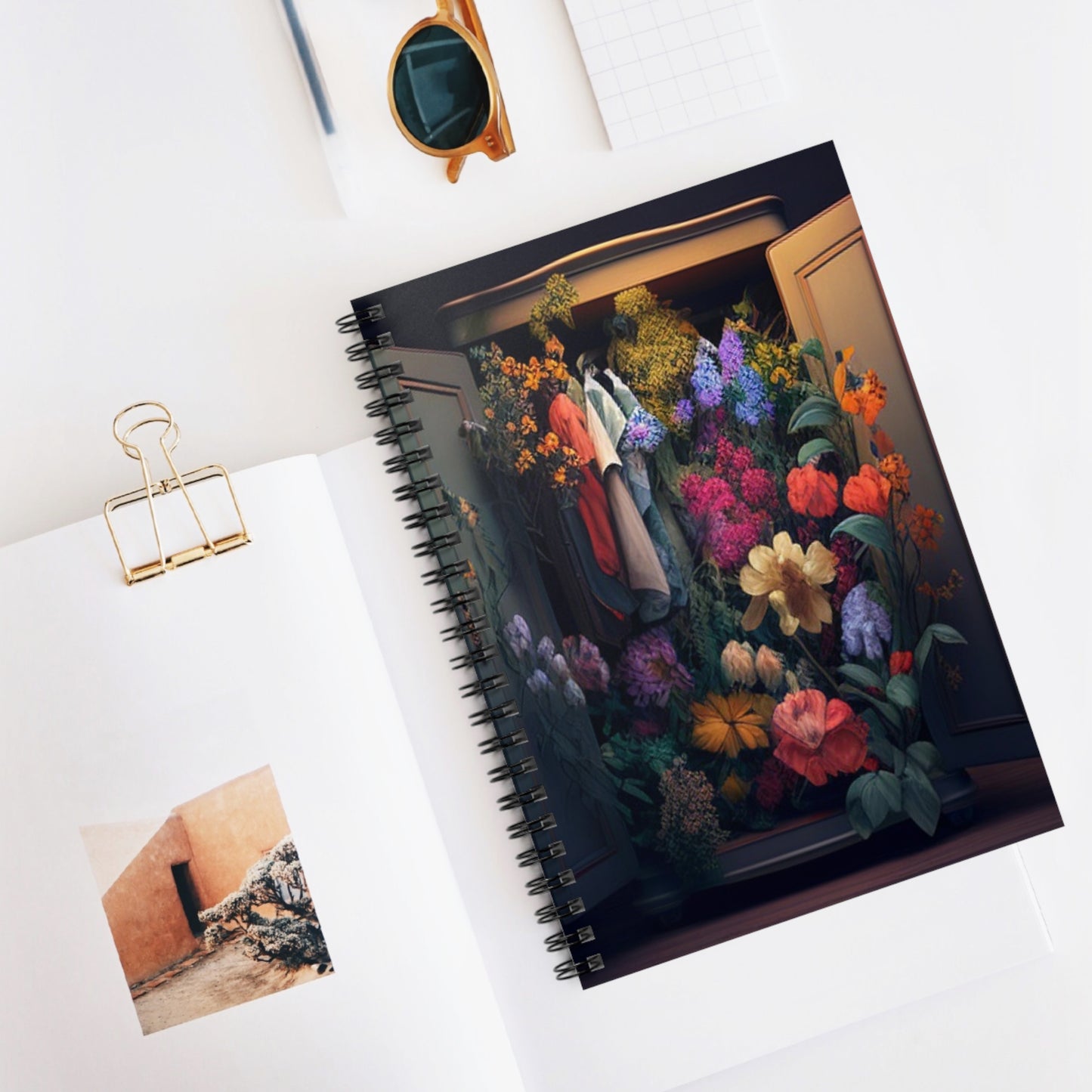 Spiral Notebook - Ruled Line A Wardrobe Surrounded by Flowers 4