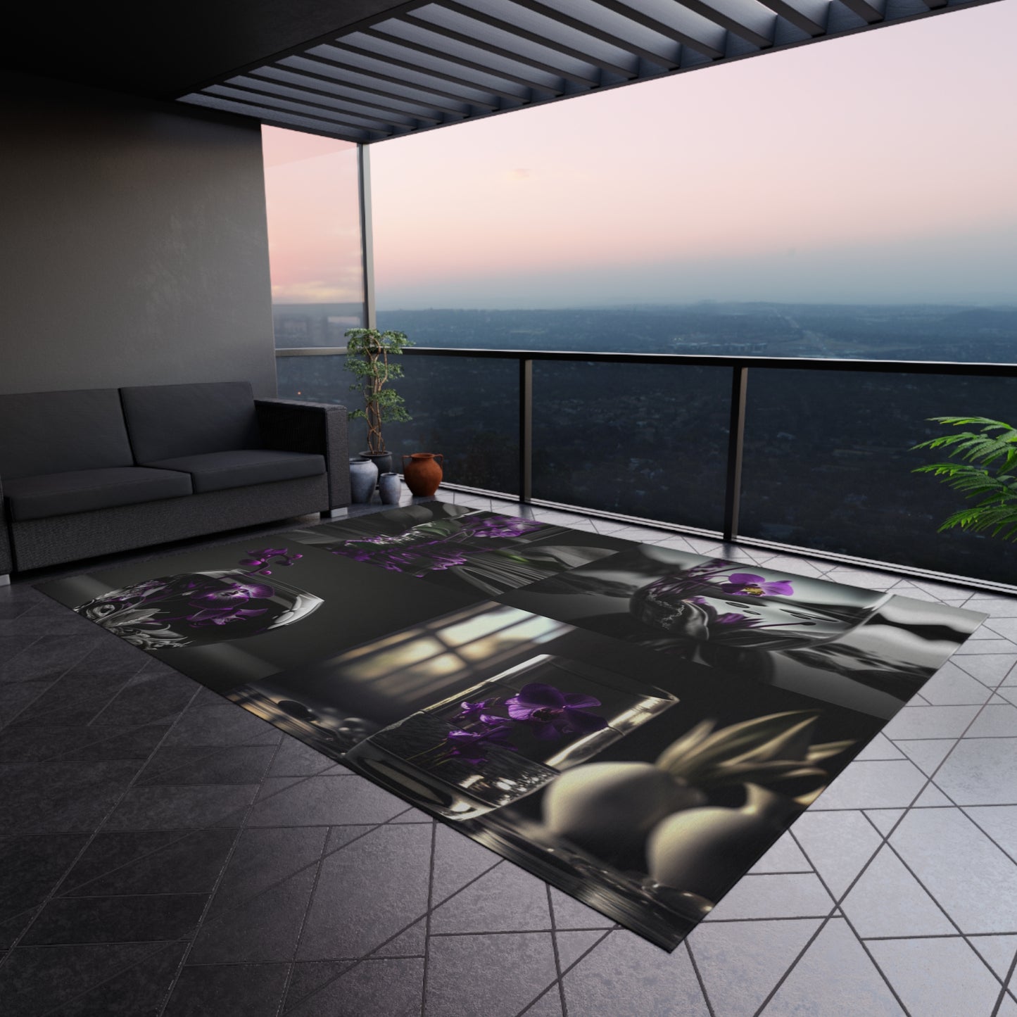 Outdoor Rug Purple Orchid Glass vase 5