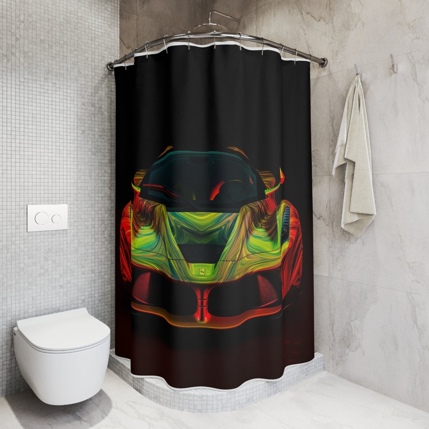 Polyester Shower Curtain Ferrari Neon 1