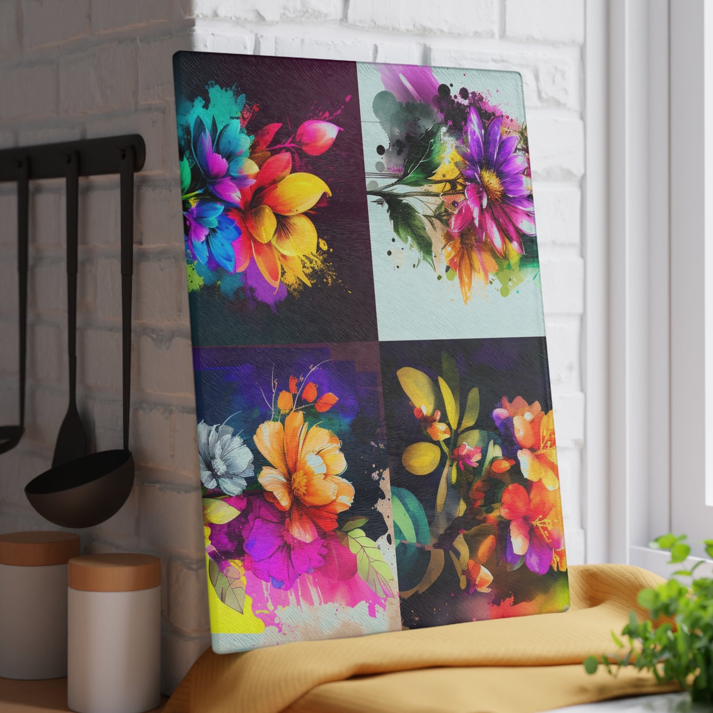 Glass Cutting Board Bright Spring Flowers 5
