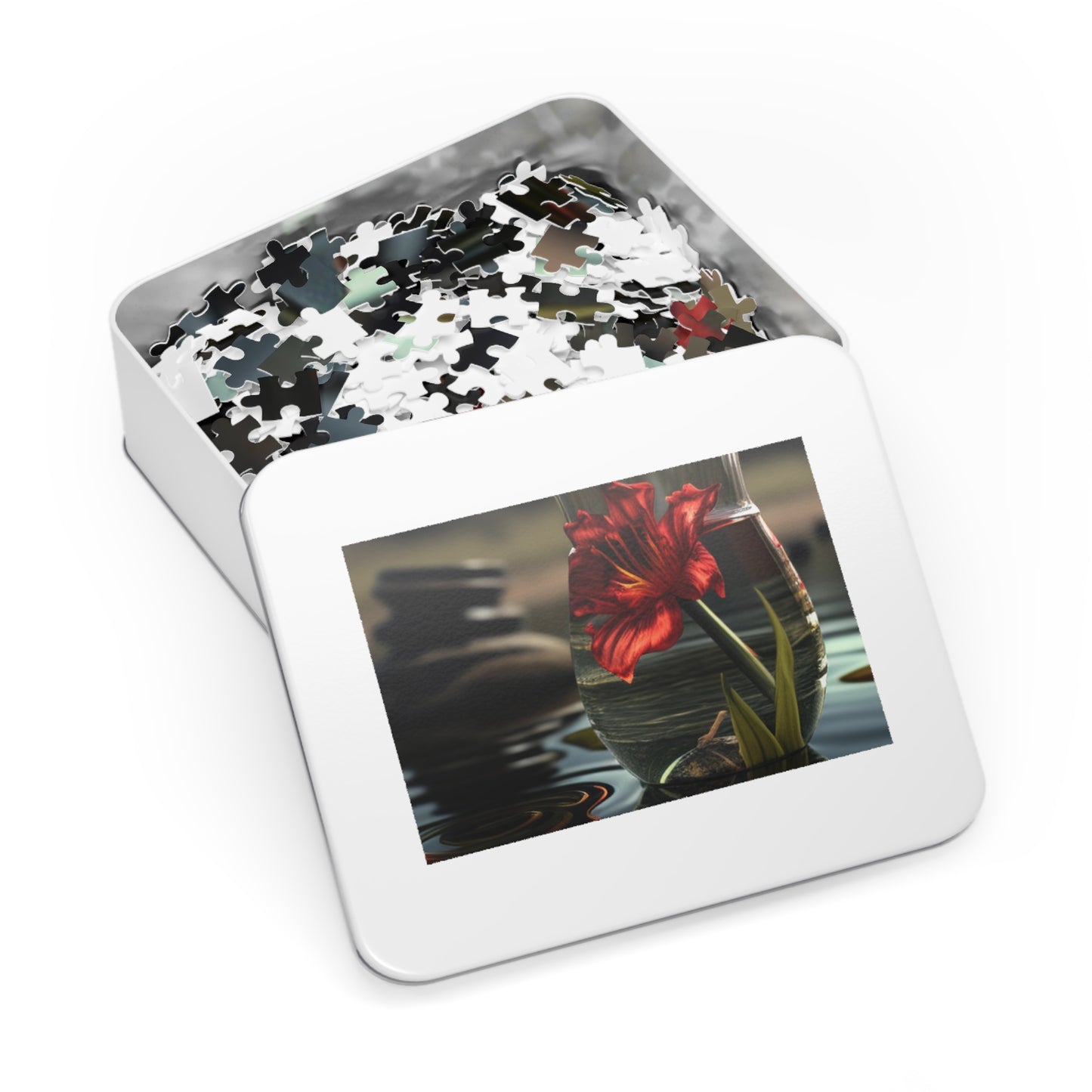 Jigsaw Puzzle (30, 110, 252, 500,1000-Piece) Red Lily in a Glass vase 4