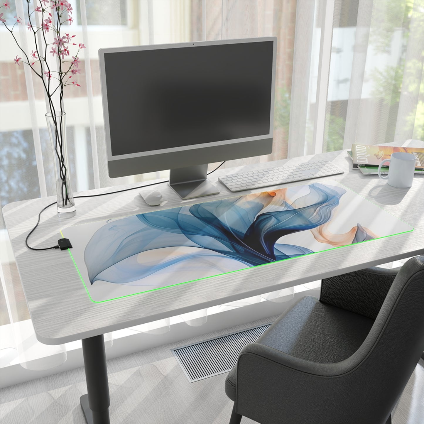 LED Gaming Mouse Pad Blue Tluip Abstract 3