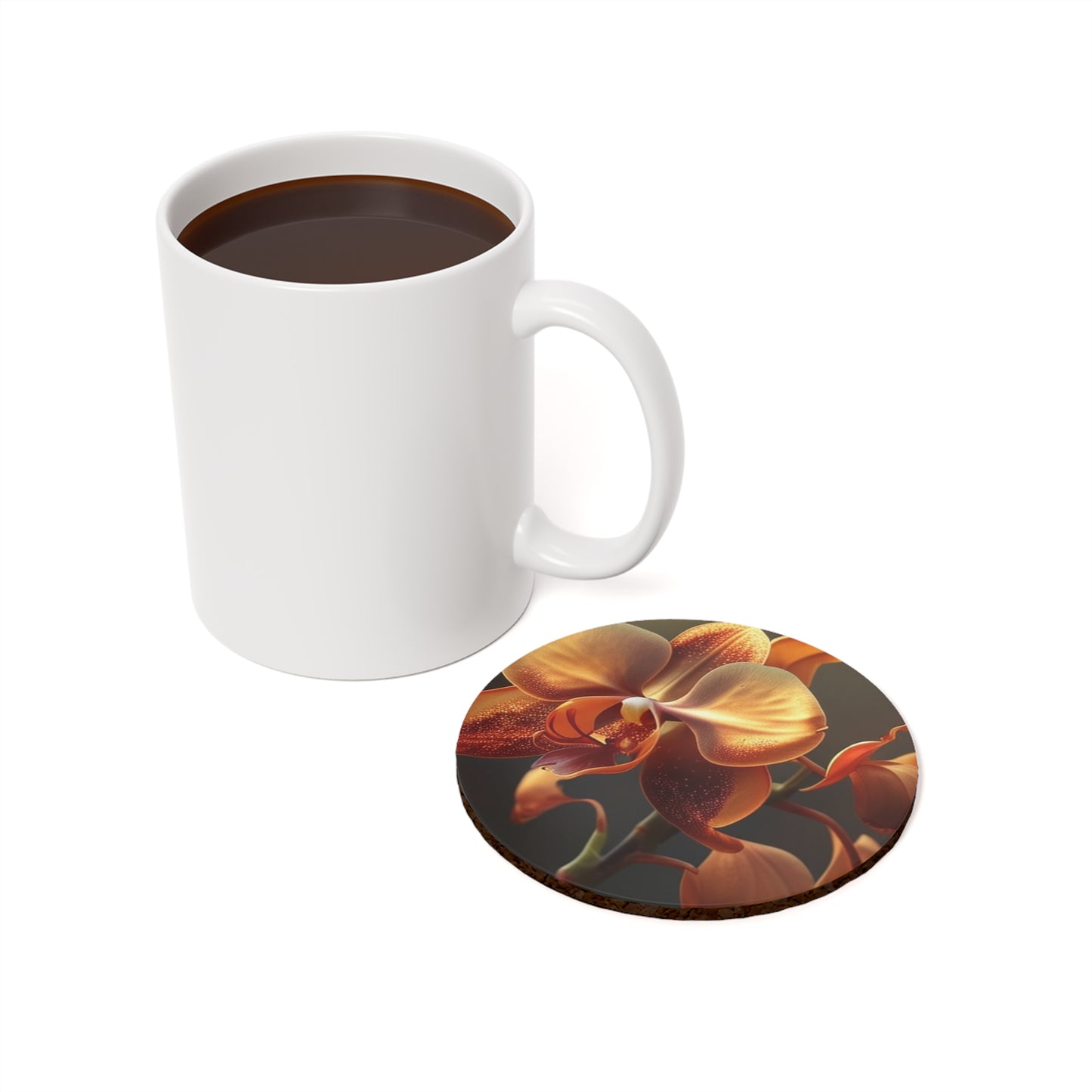 Cork Back Coaster Orange Orchid 1