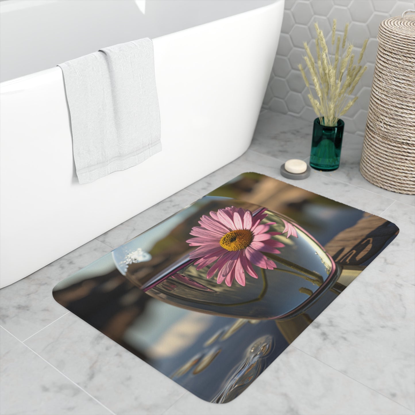 Memory Foam Bath Mat Daisy in a vase 1