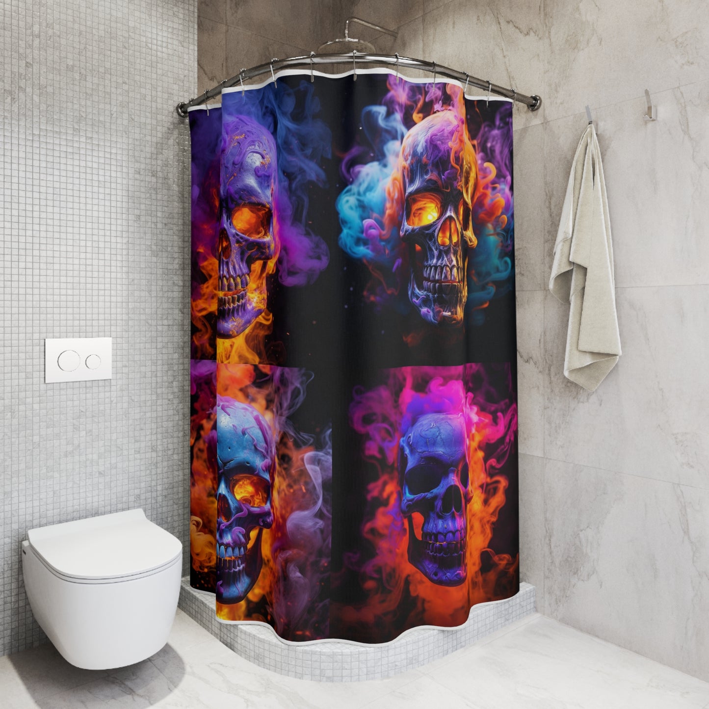 Polyester Shower Curtain Macro Skull 5