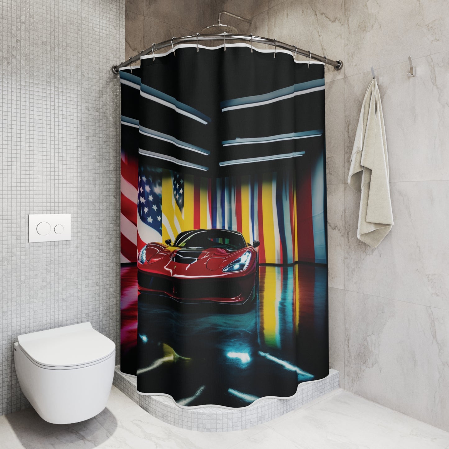 Polyester Shower Curtain Macro Flag Ferrari 2