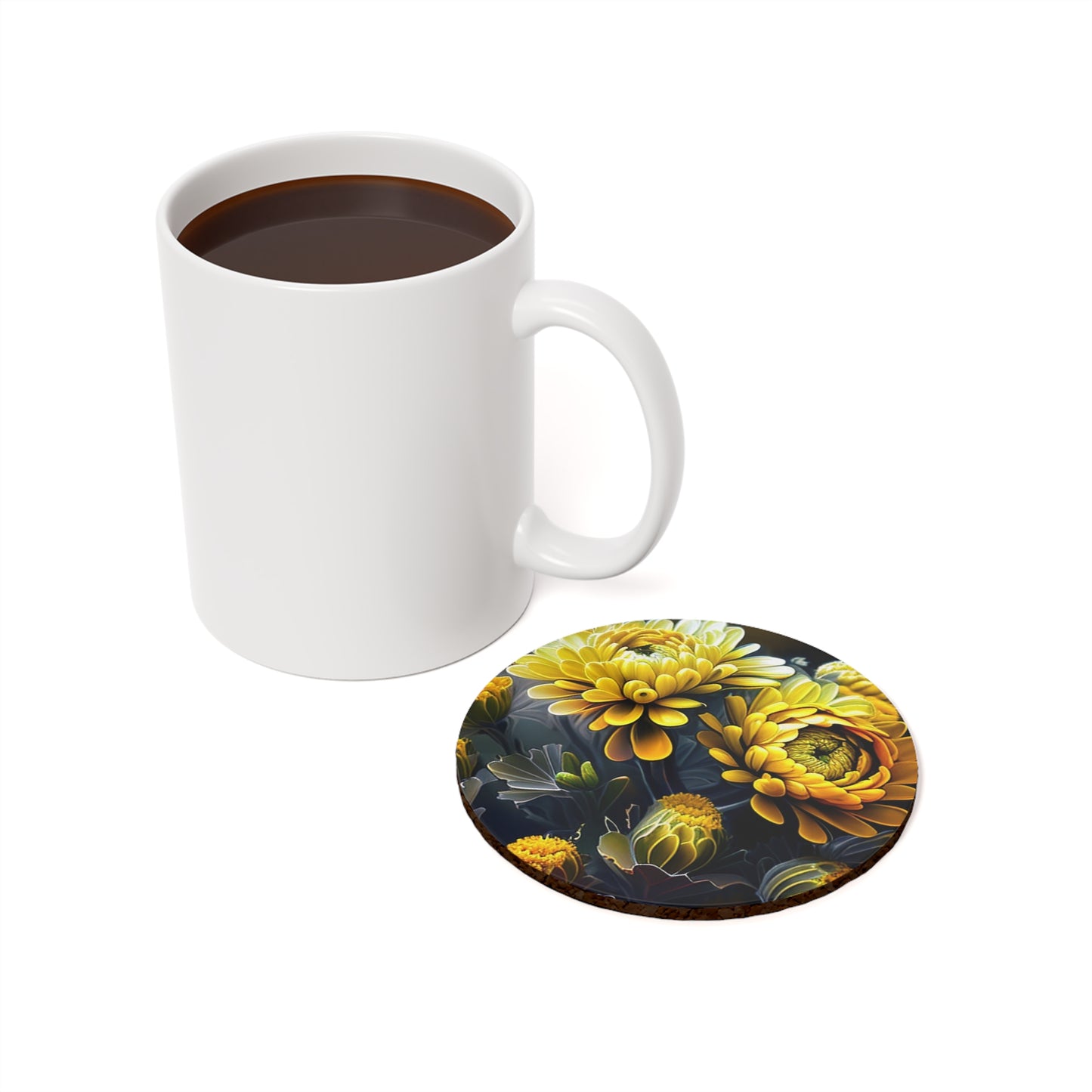 Cork Back Coaster Yellow Hermosas Flores Amarillas 4