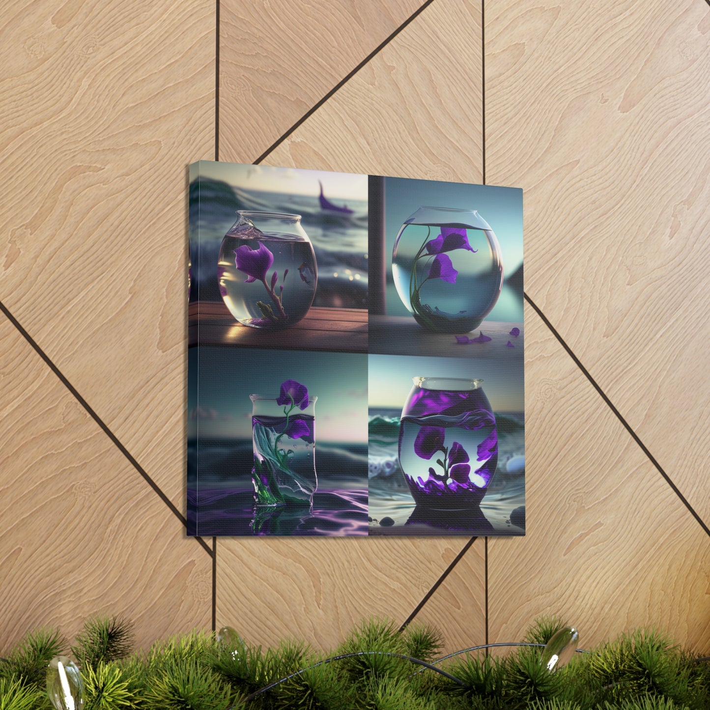 Canvas Gallery Wraps Purple Sweet pea in a vase 5