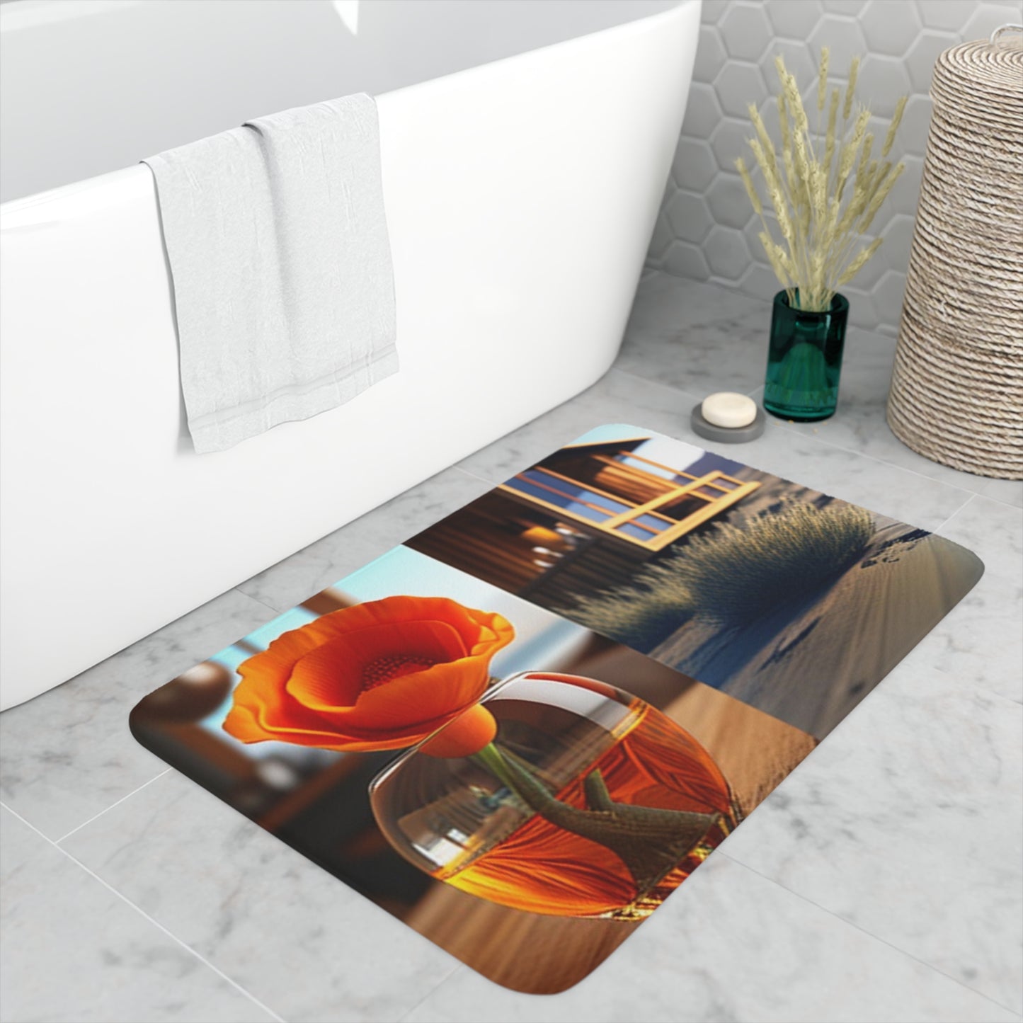 Memory Foam Bath Mat Poppy in a Glass Vase 3