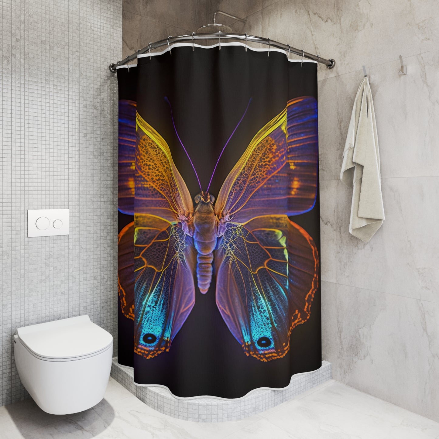 Polyester Shower Curtain Neon Butterfly Flair 2