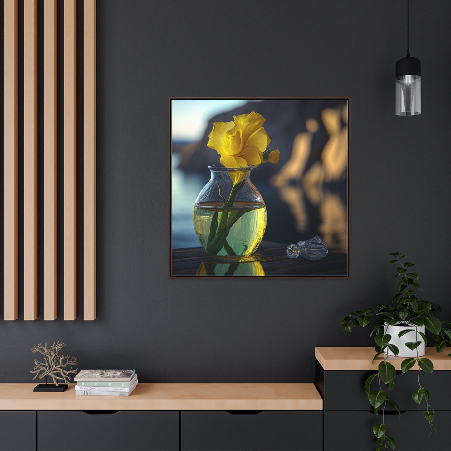 Gallery Canvas Wraps, Square Frame Yellow Gladiolus glass 3
