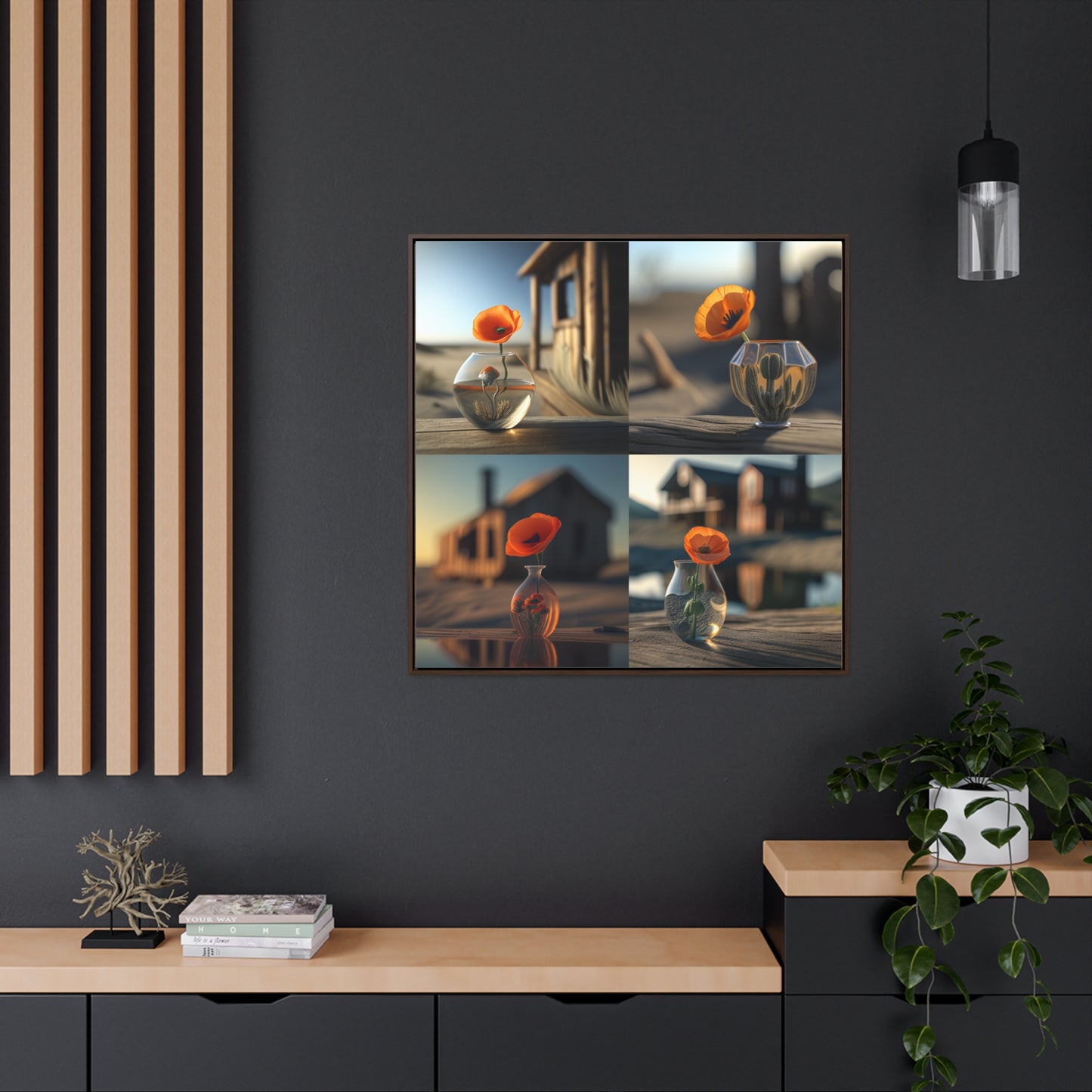 Gallery Canvas Wraps, Square Frame Orange Poppy in a Vase 5