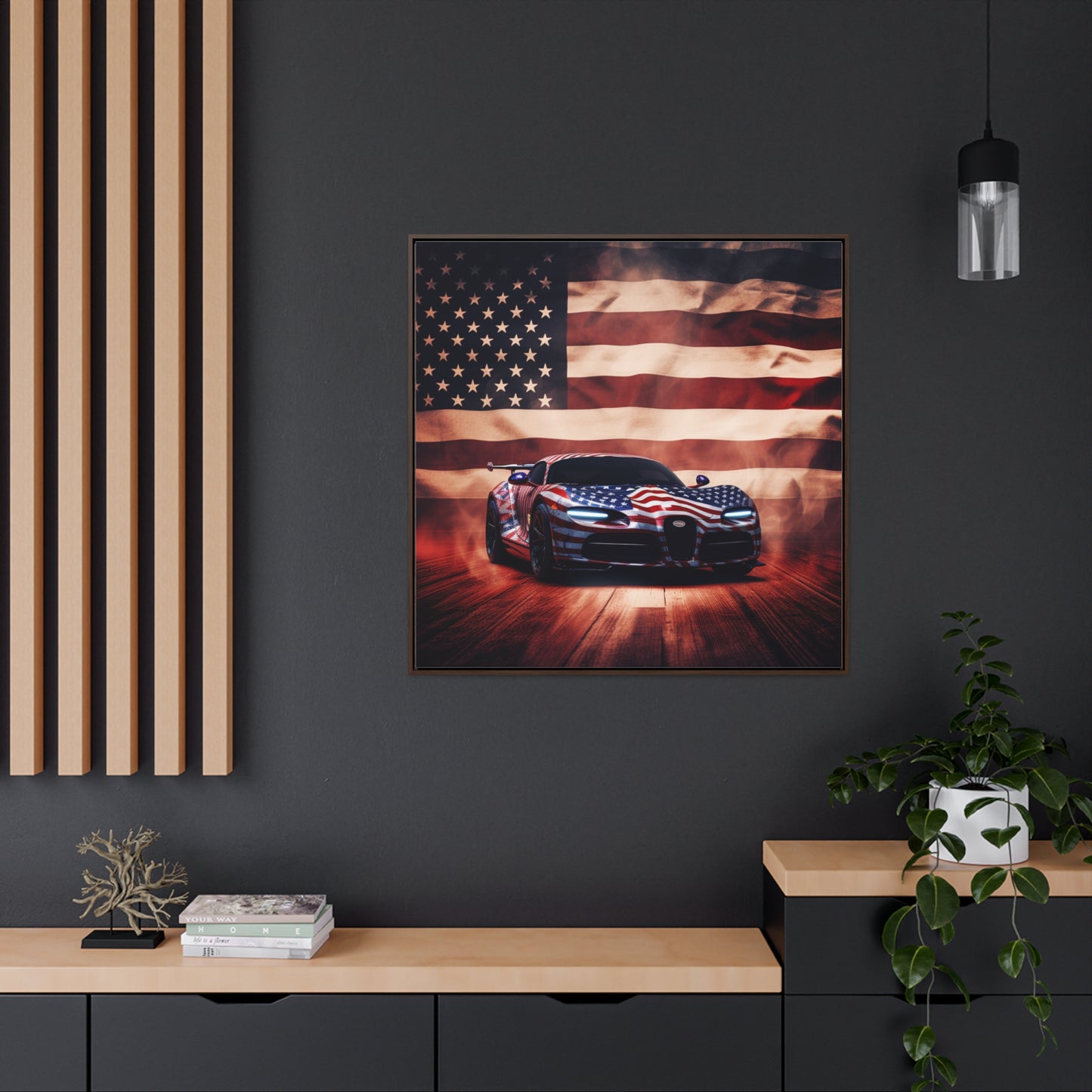 Gallery Canvas Wraps, Square Frame Abstract American Flag Background Bugatti 2
