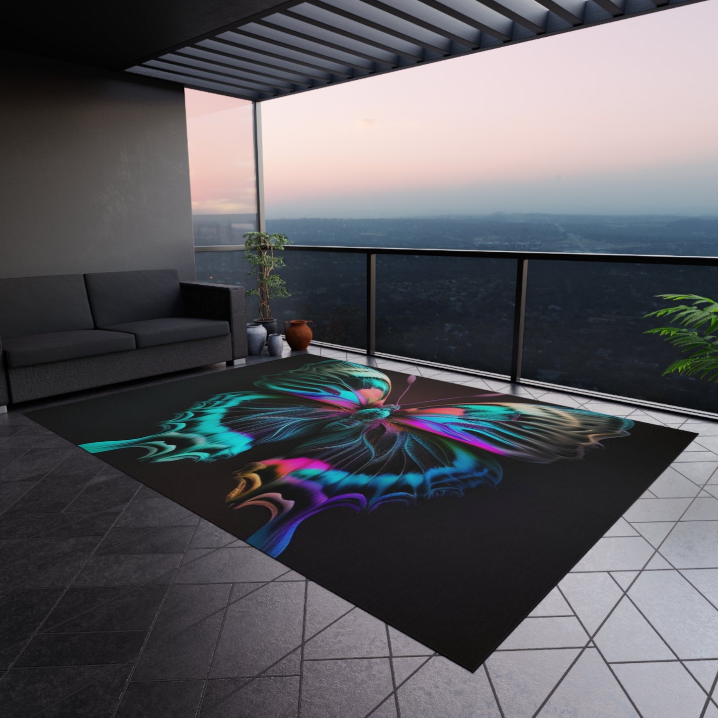 Outdoor Rug Neon Butterfly Fusion 3