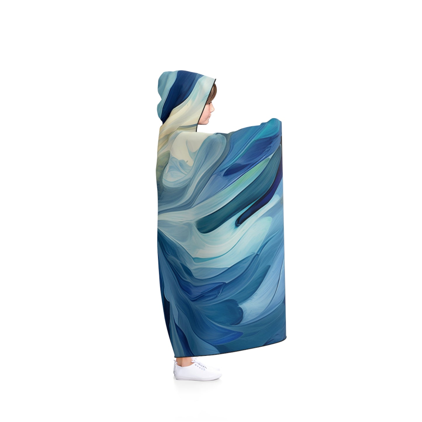 Hooded Blanket Blue Tluip Abstract 4
