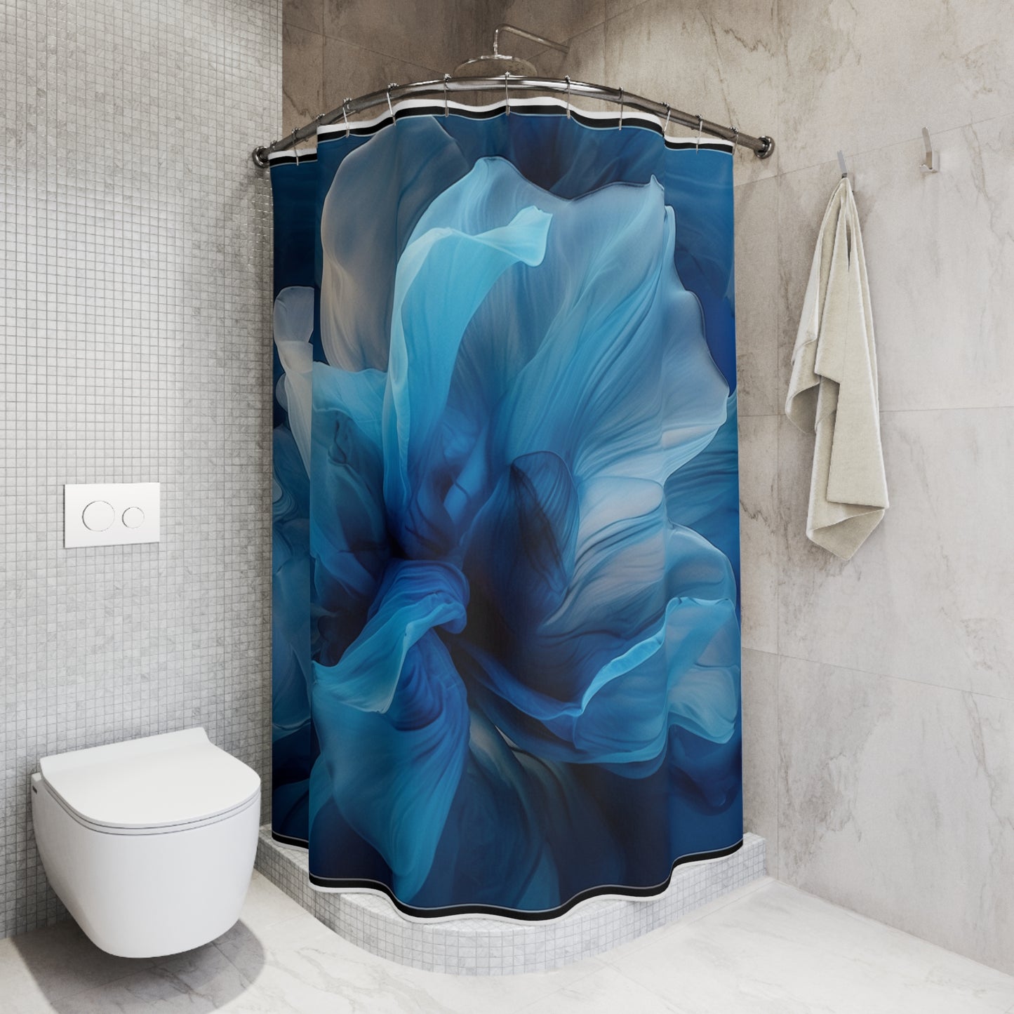 Polyester Shower Curtain Blue Tluip Abstract 2