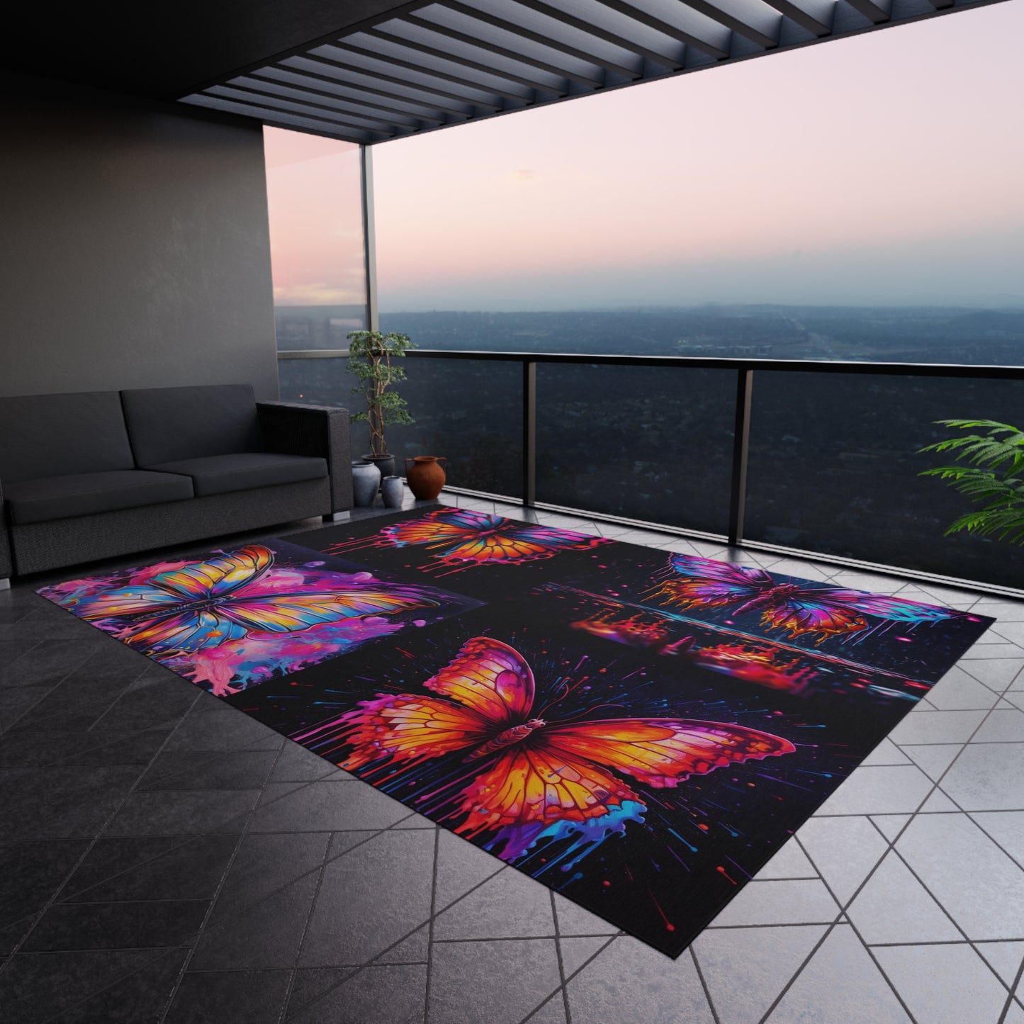 Outdoor Rug Pink Butterfly Flair 5