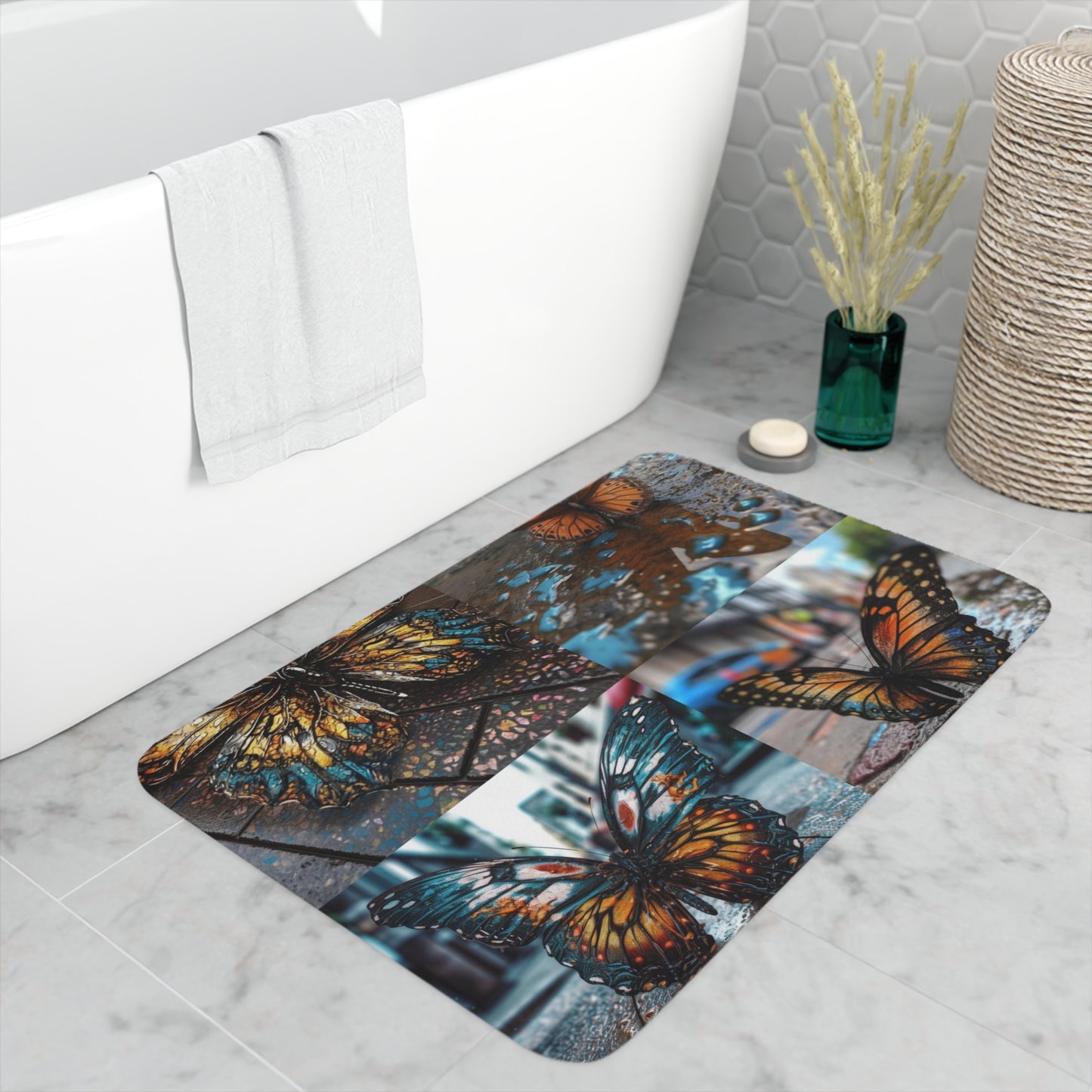 Memory Foam Bath Mat Water Butterfly Street 5