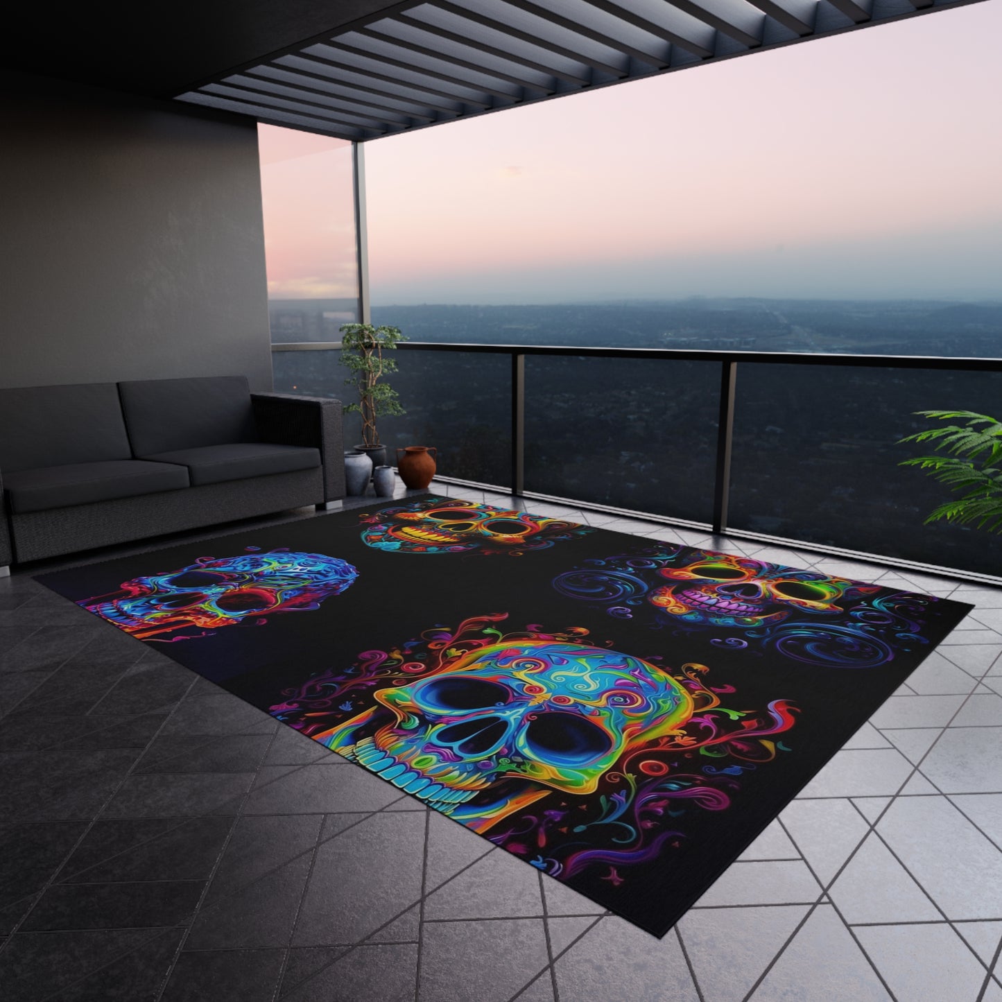 Outdoor Rug Macro Skull Color 5