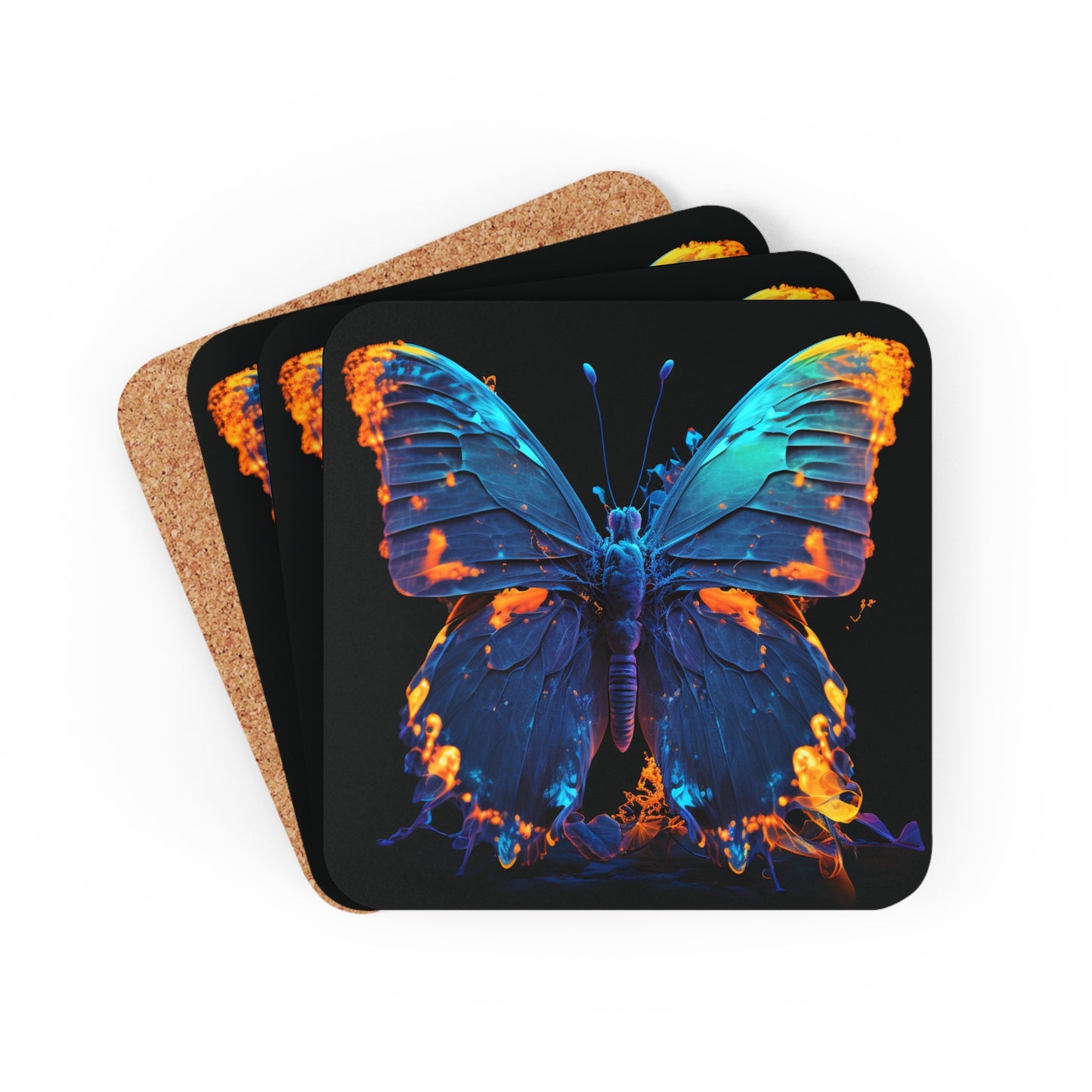 Corkwood Coaster Set Thermal Butterfly 3