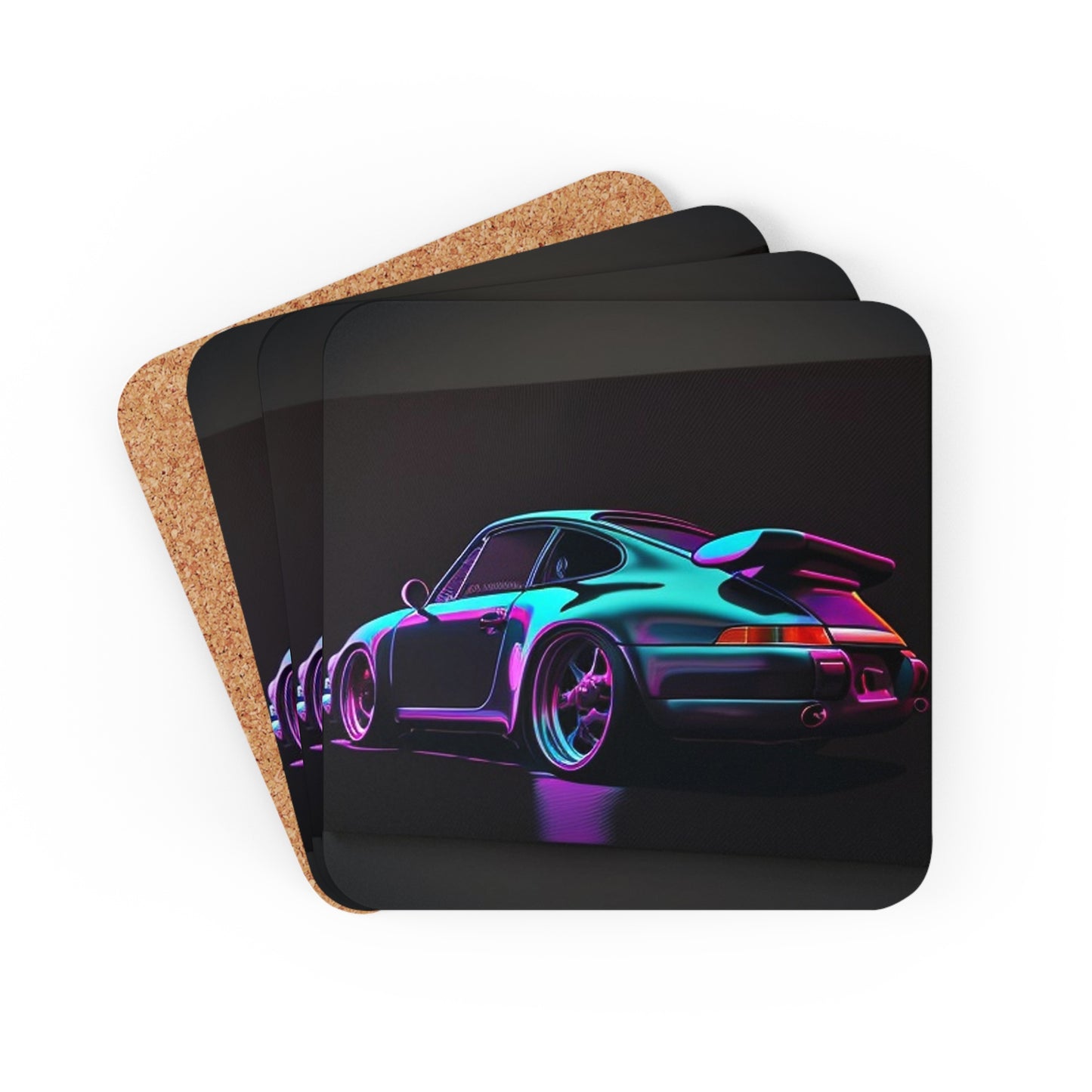 Corkwood Coaster Set Porsche Purple 2
