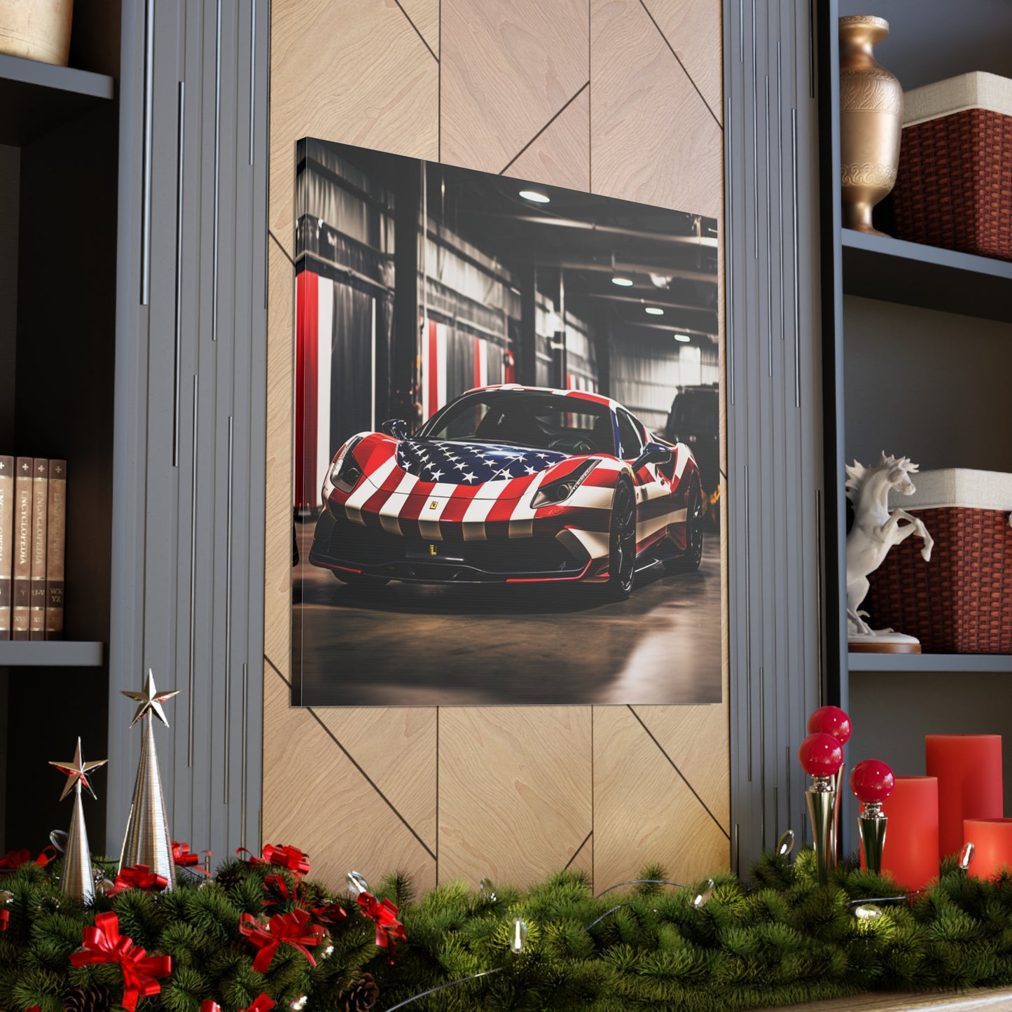 Canvas Gallery Wraps American Flag Farrari 3