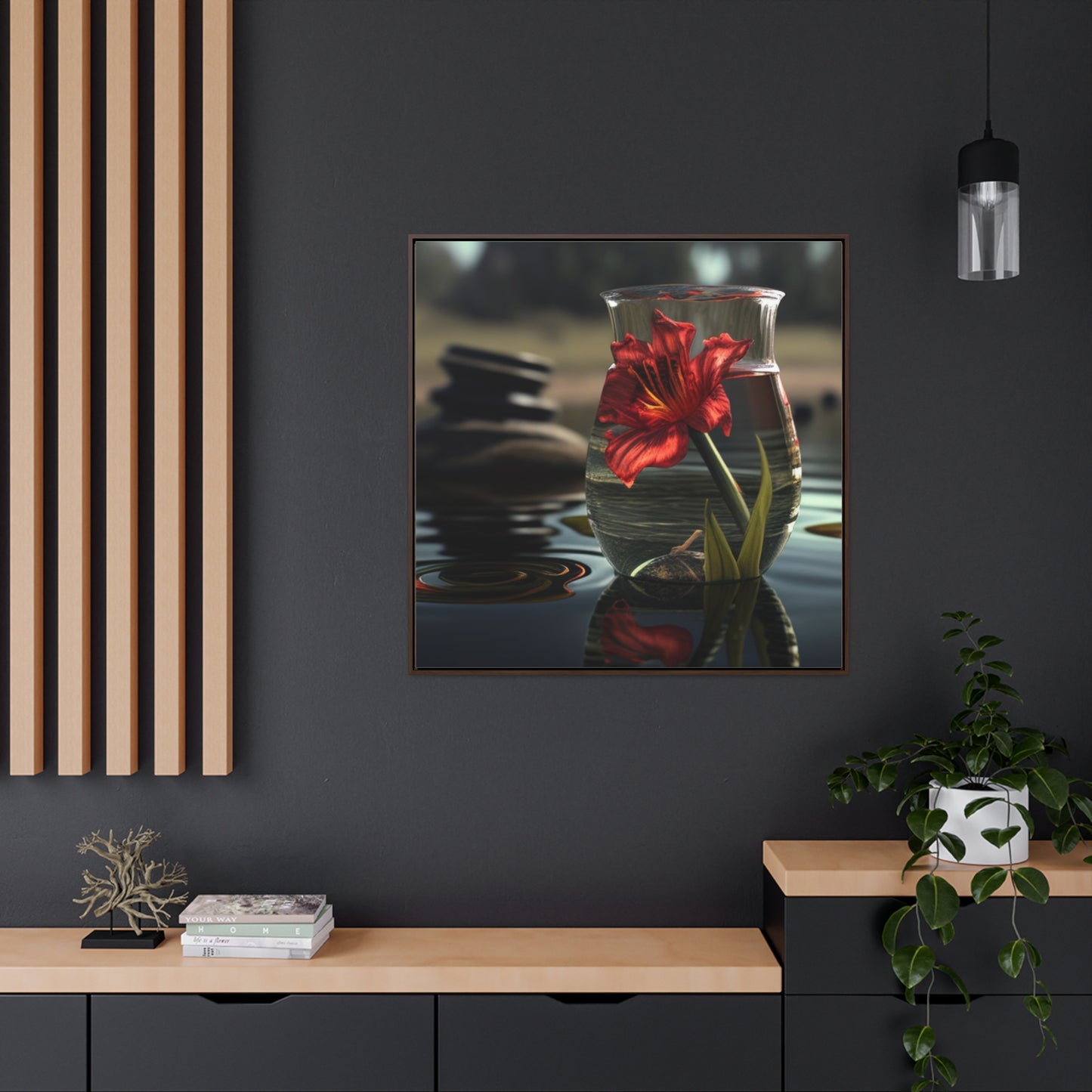 Gallery Canvas Wraps, Square Frame Red Lily in a Glass vase 4