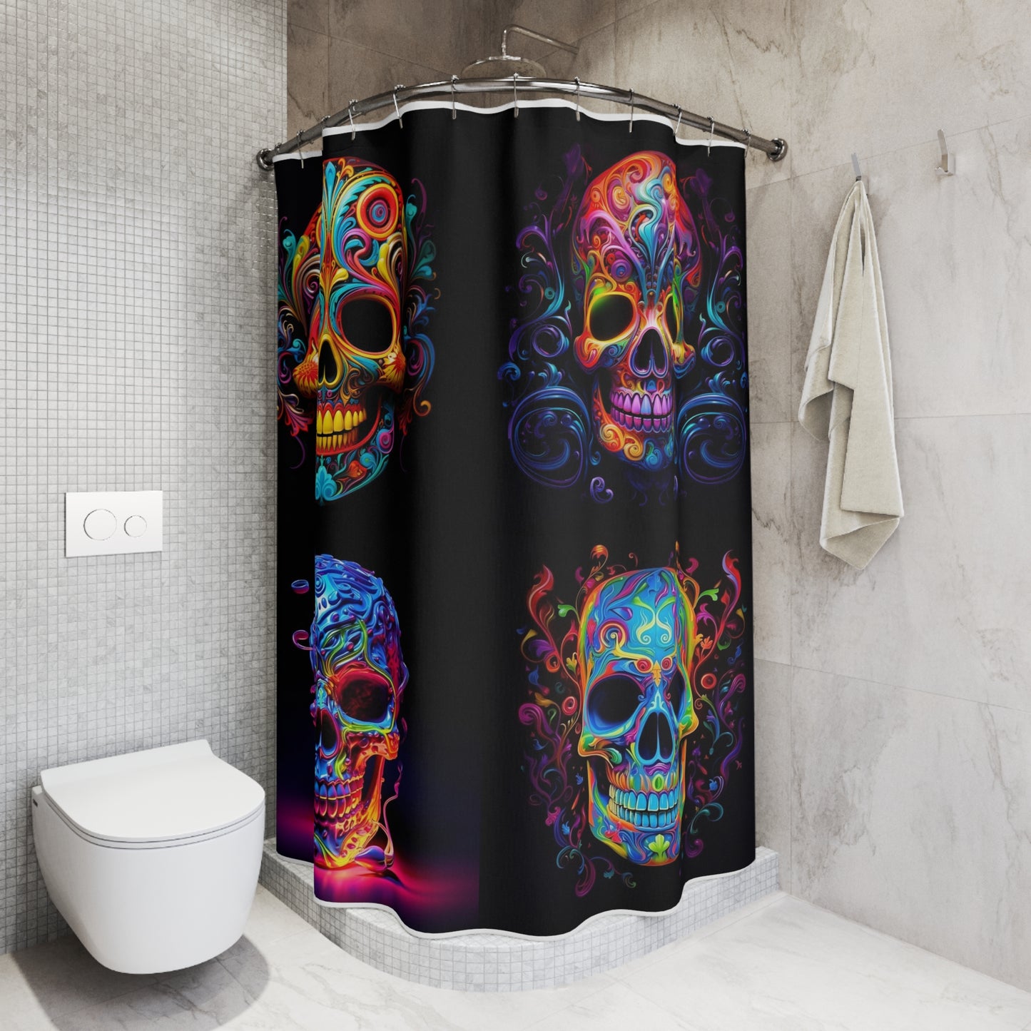 Polyester Shower Curtain Macro Skull Color 5