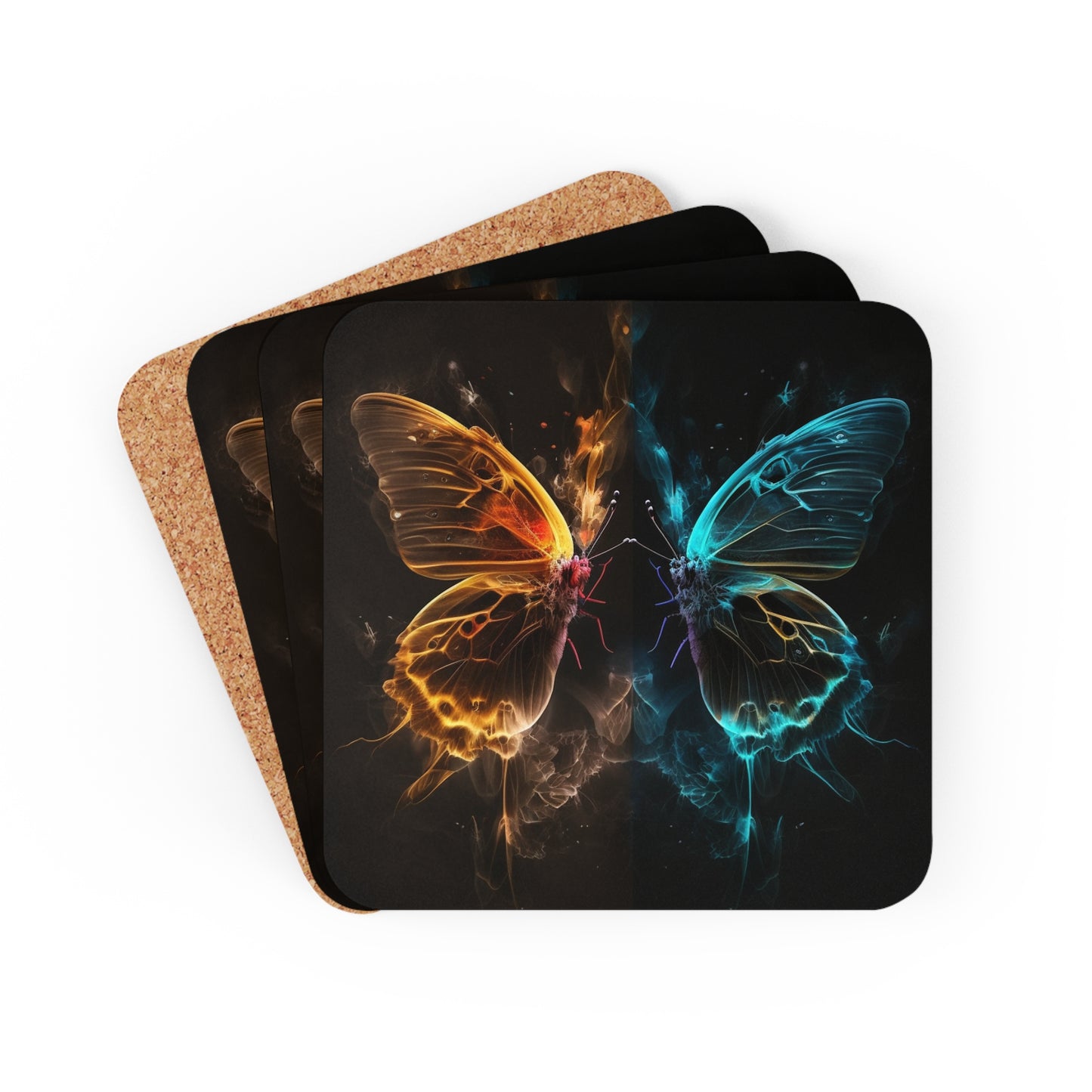 Corkwood Coaster Set Kiss Neon Butterfly 7