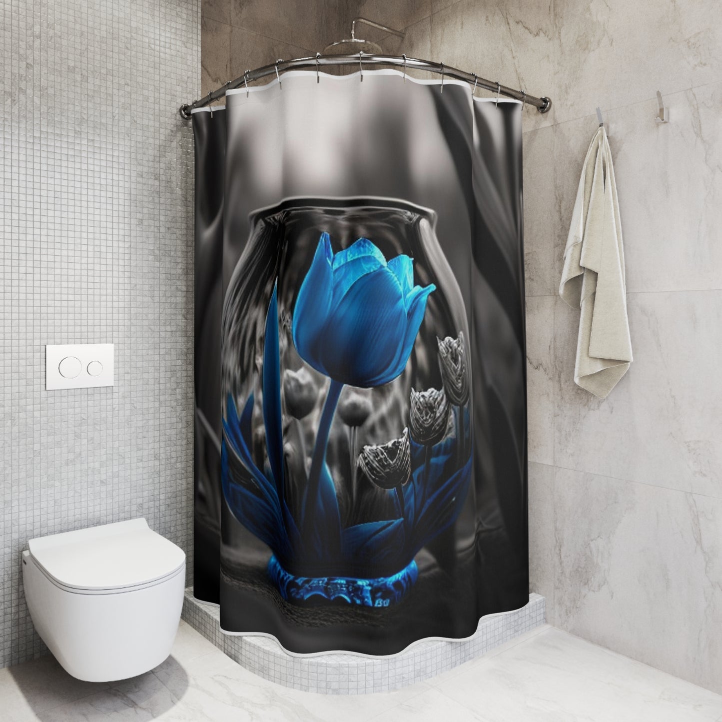 Polyester Shower Curtain Tulip Blue 4