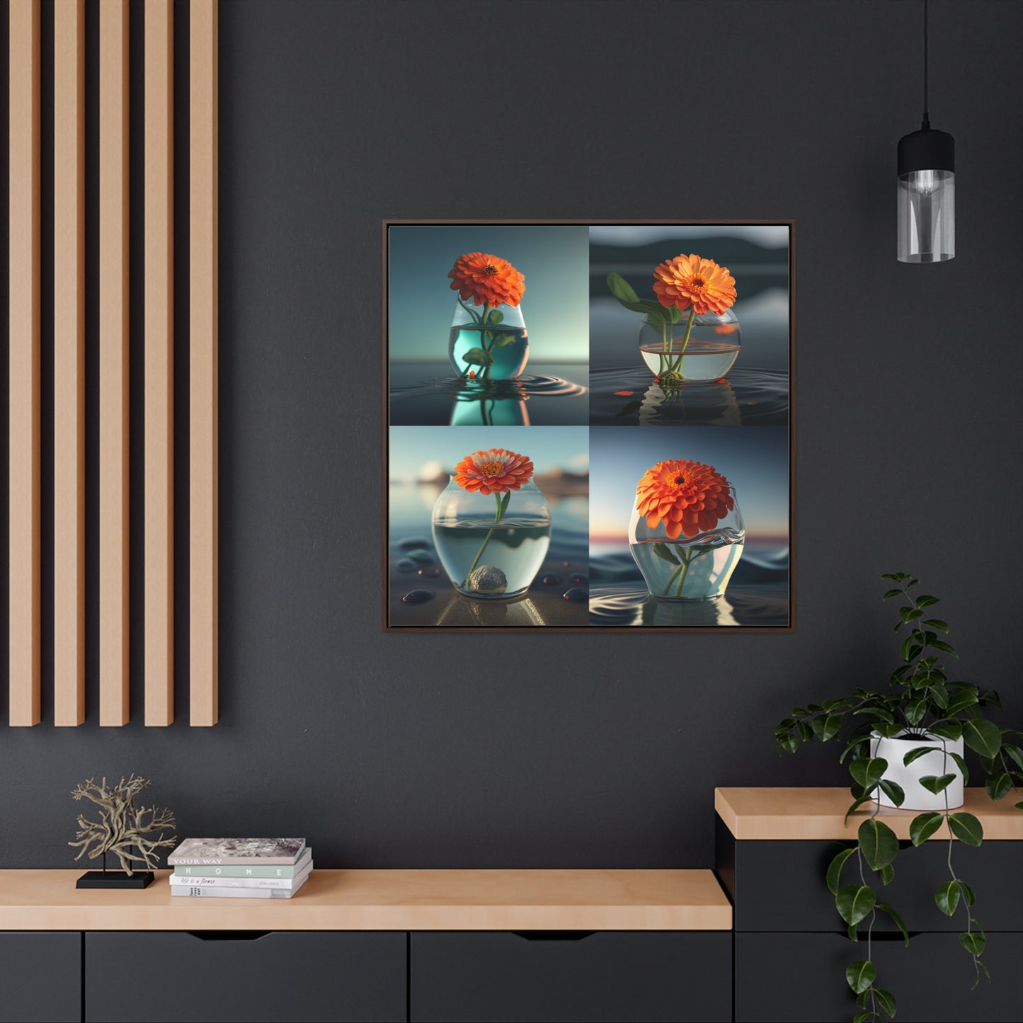 Gallery Canvas Wraps, Square Frame Orange Zinnia 5