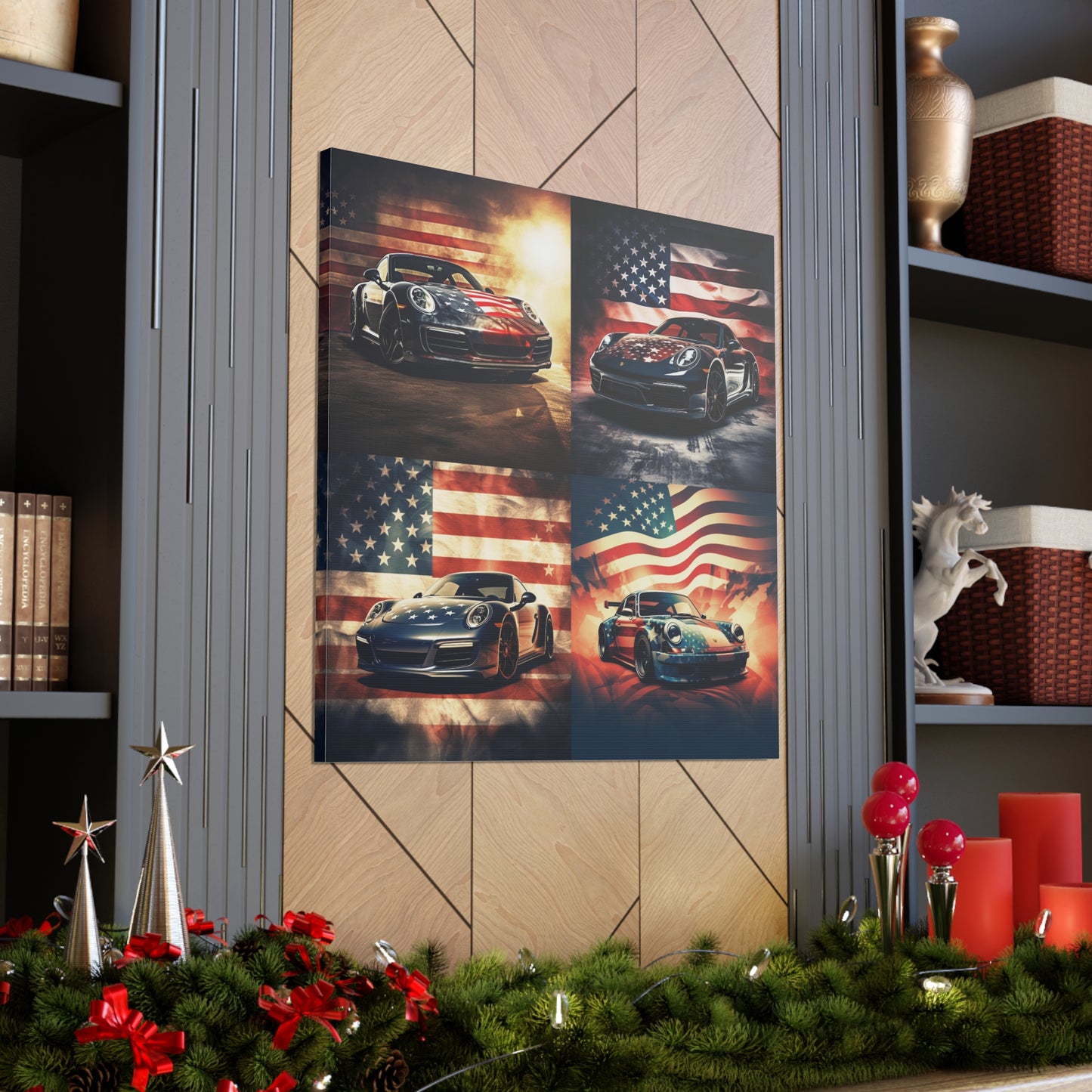 Canvas Gallery Wraps Abstract American Flag Background Porsche 5