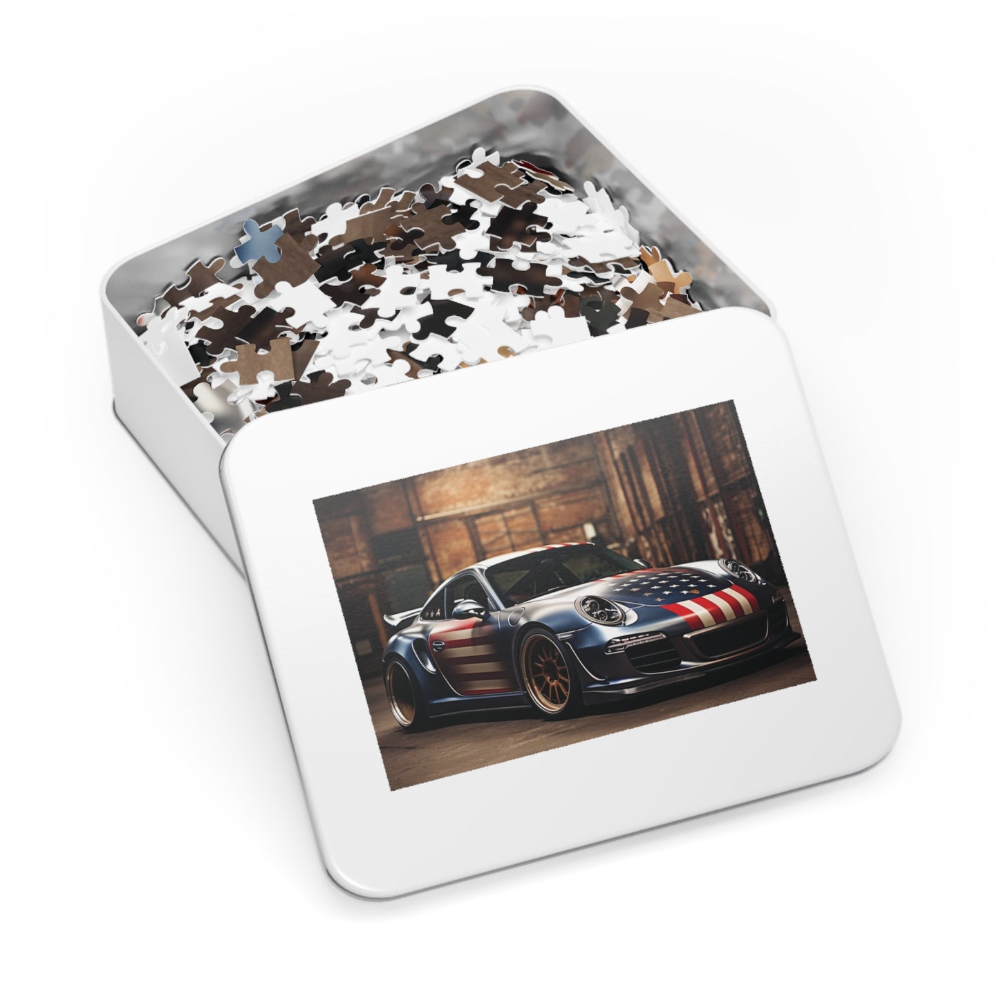 Jigsaw Puzzle (30, 110, 252, 500,1000-Piece) American Flag Porsche 1