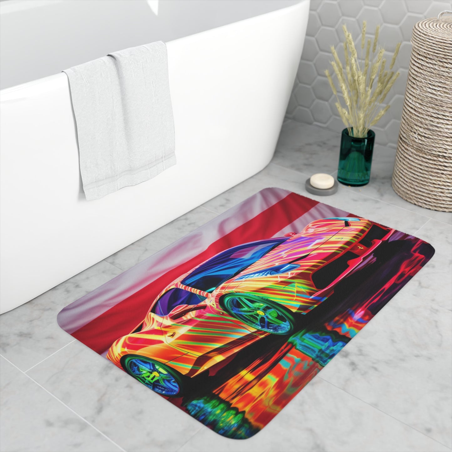 Memory Foam Bath Mat Hyper Colorfull Ferrari 4