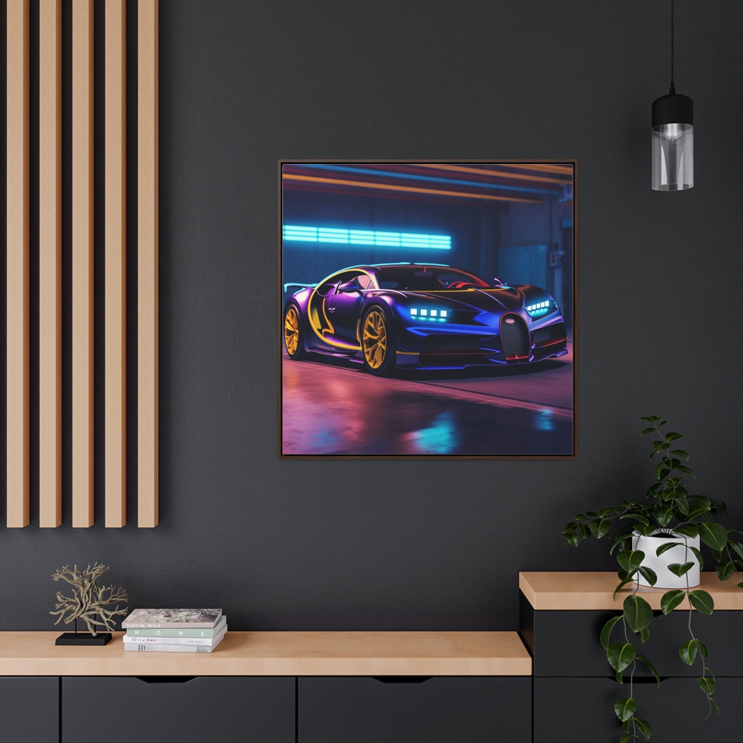 Gallery Canvas Wraps, Square Frame Hyper Bugatti Neon Chiron 4