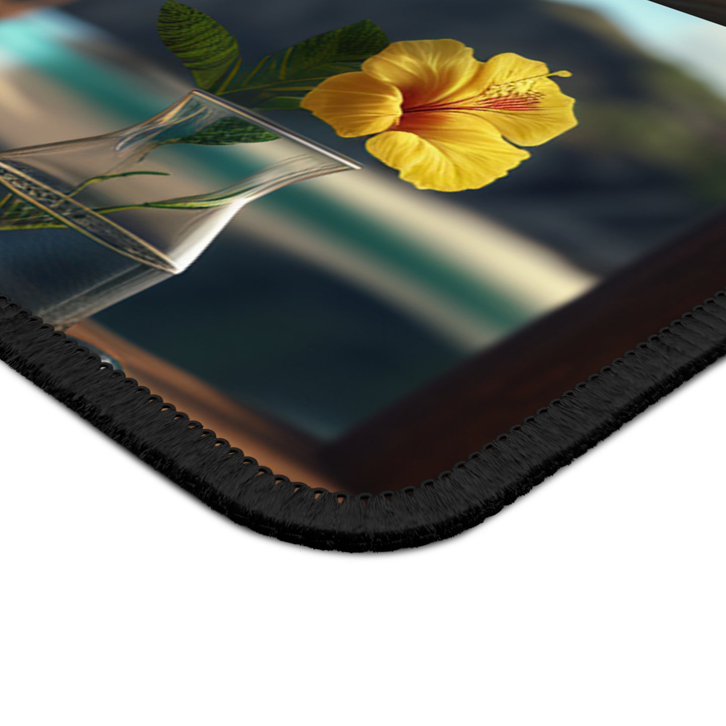 Gaming Mouse Pad Yellow Hibiscus Wood 5