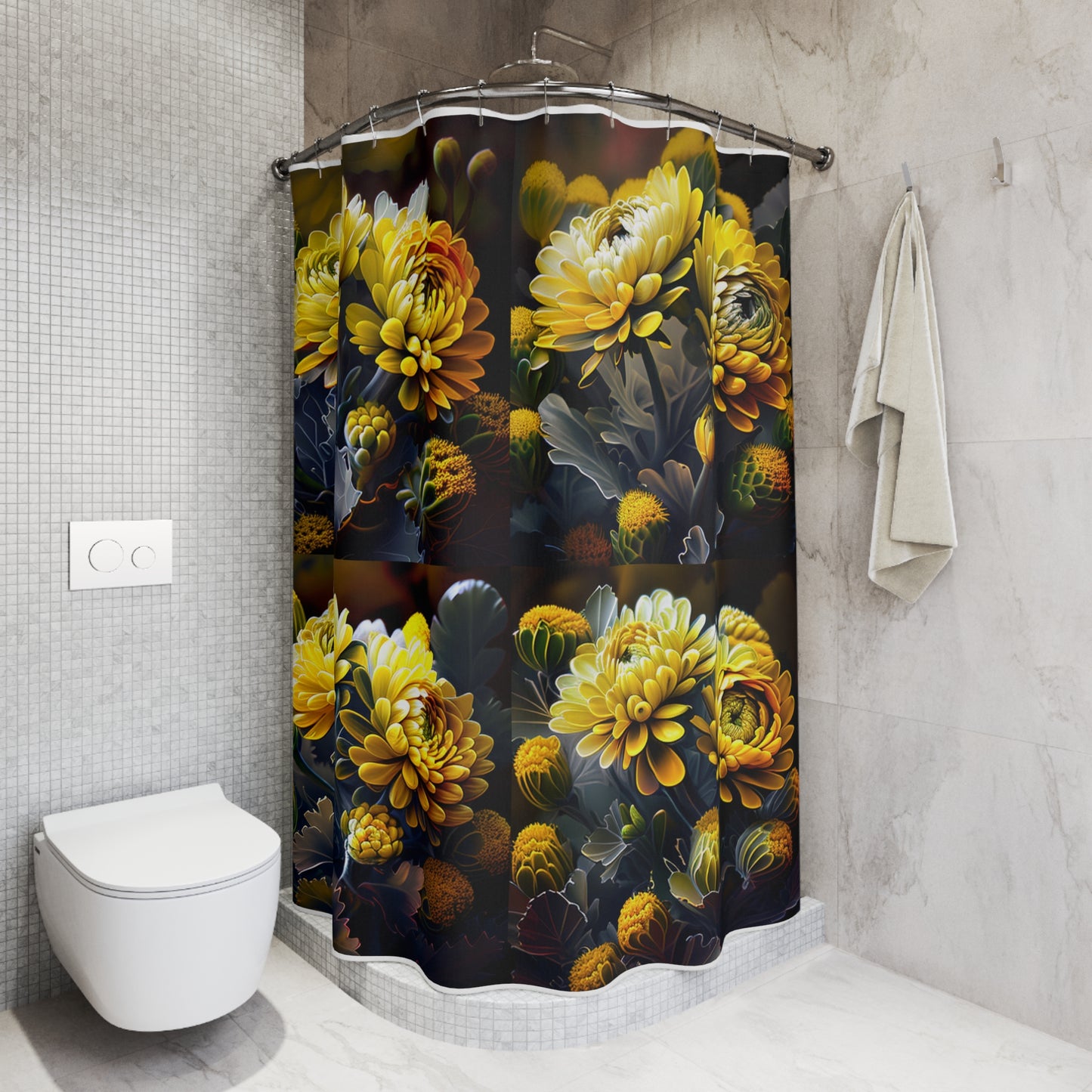 Polyester Shower Curtain Yellow Hermosas Flores Amarillas 5