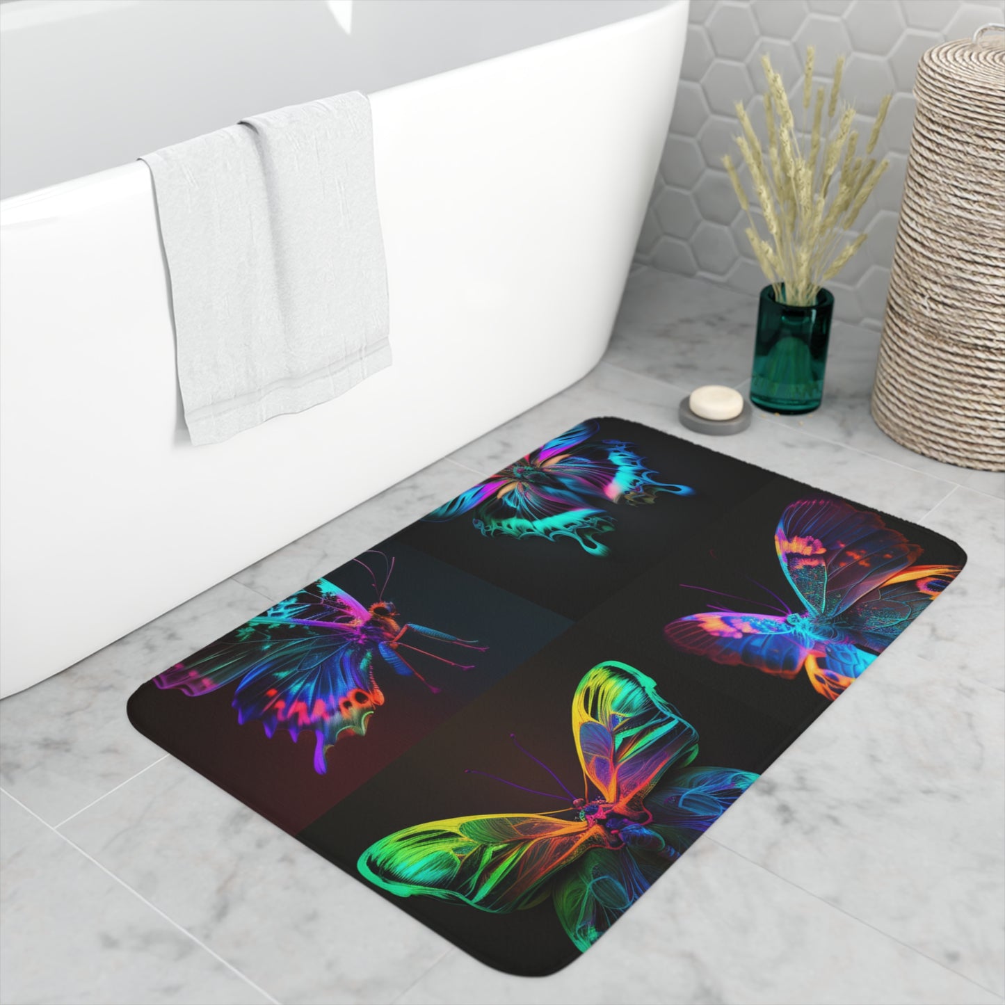 Memory Foam Bath Mat Raw Hyper Color Butterfly 5