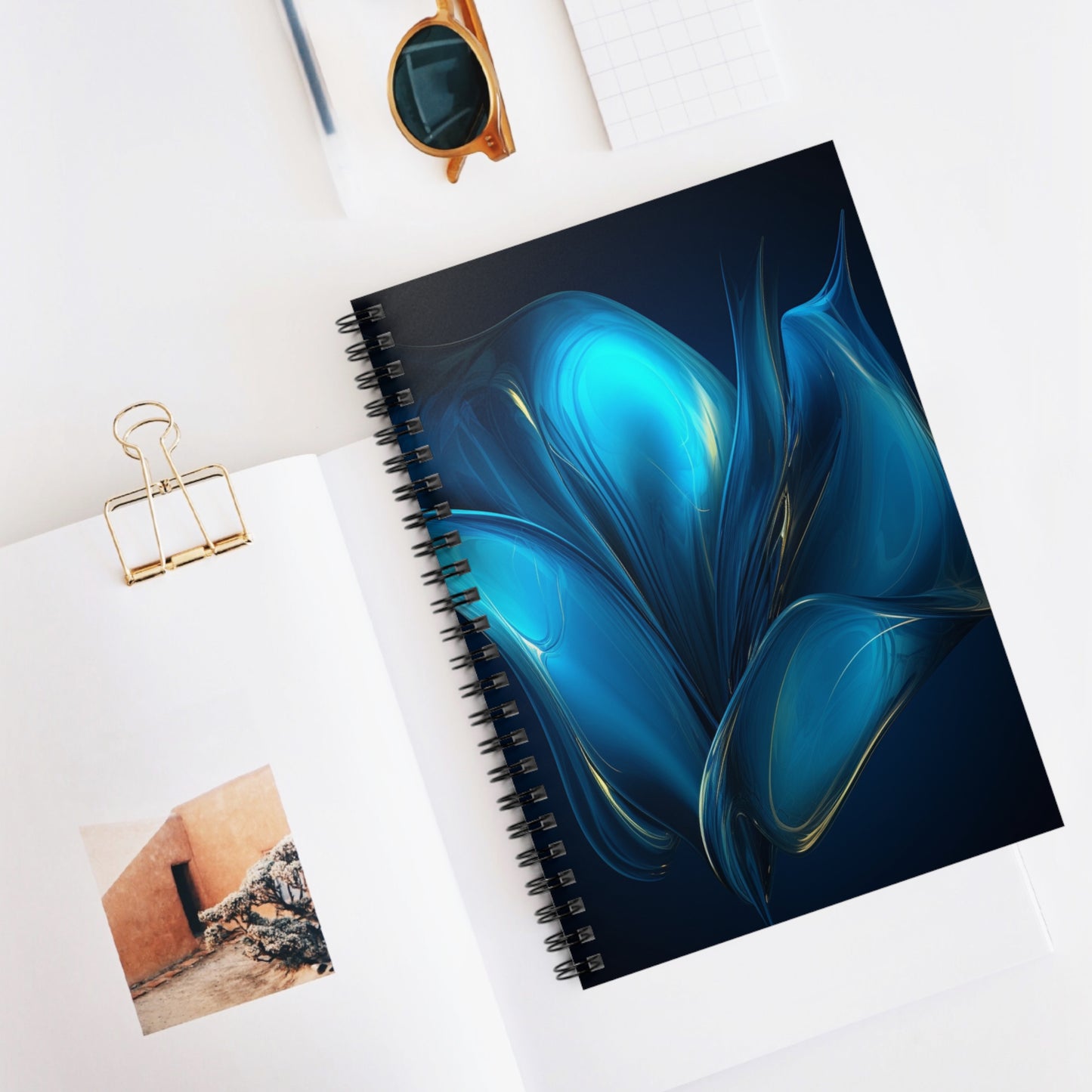 Spiral Notebook - Ruled Line Abstract Blue Tulip 2
