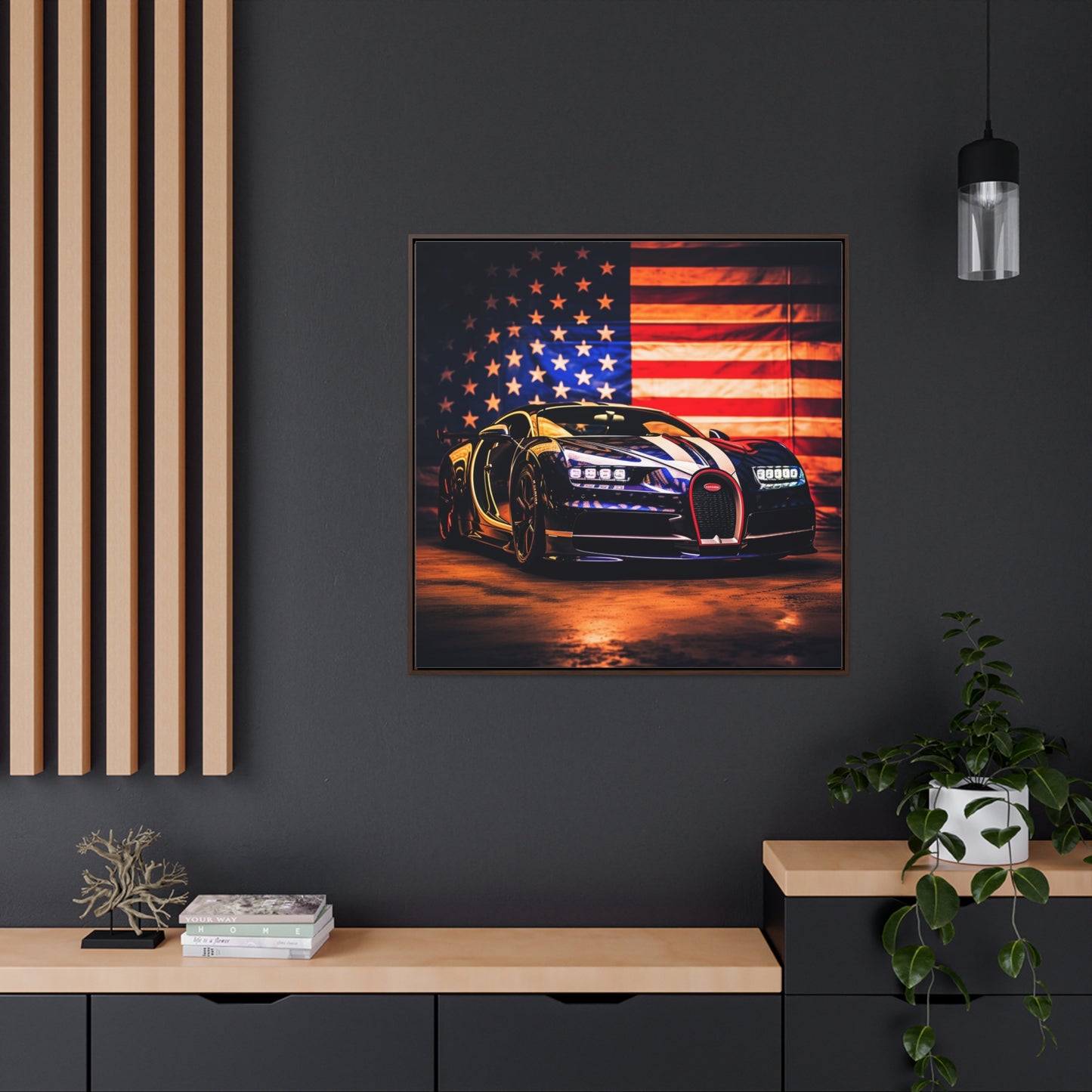 Gallery Canvas Wraps, Square Frame Macro Bugatti American Flag 4