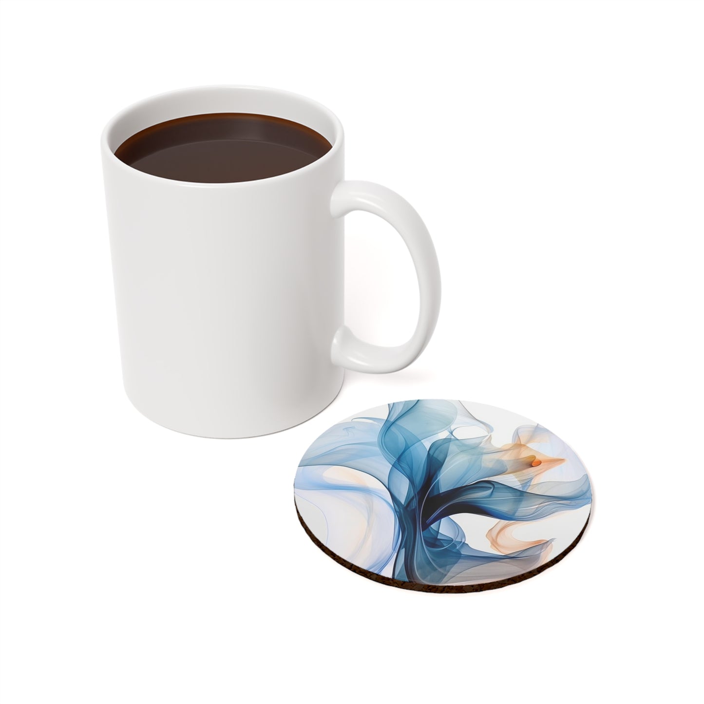 Cork Back Coaster Blue Tluip Abstract 3