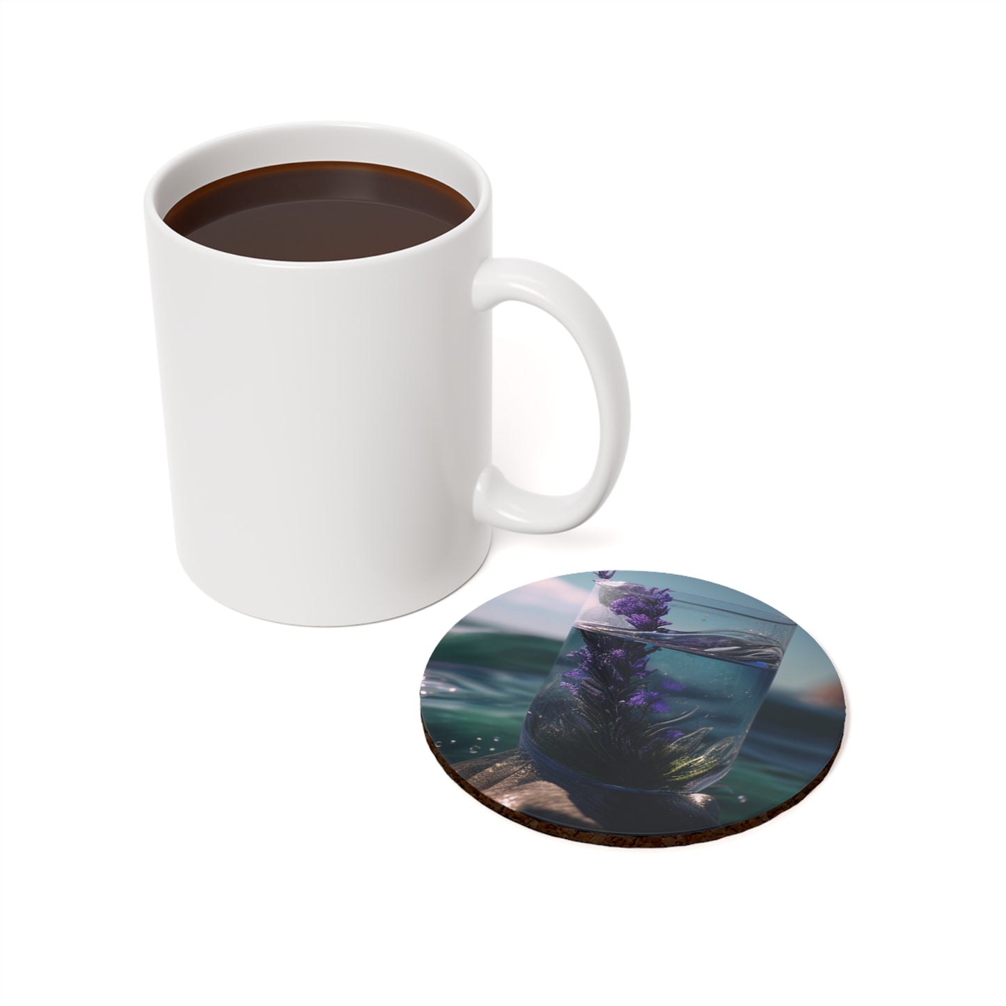 Cork Back Coaster Lavender in a vase 2