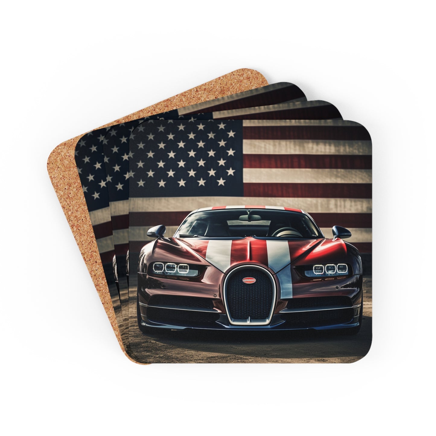 Corkwood Coaster Set Bugatti Flag 1