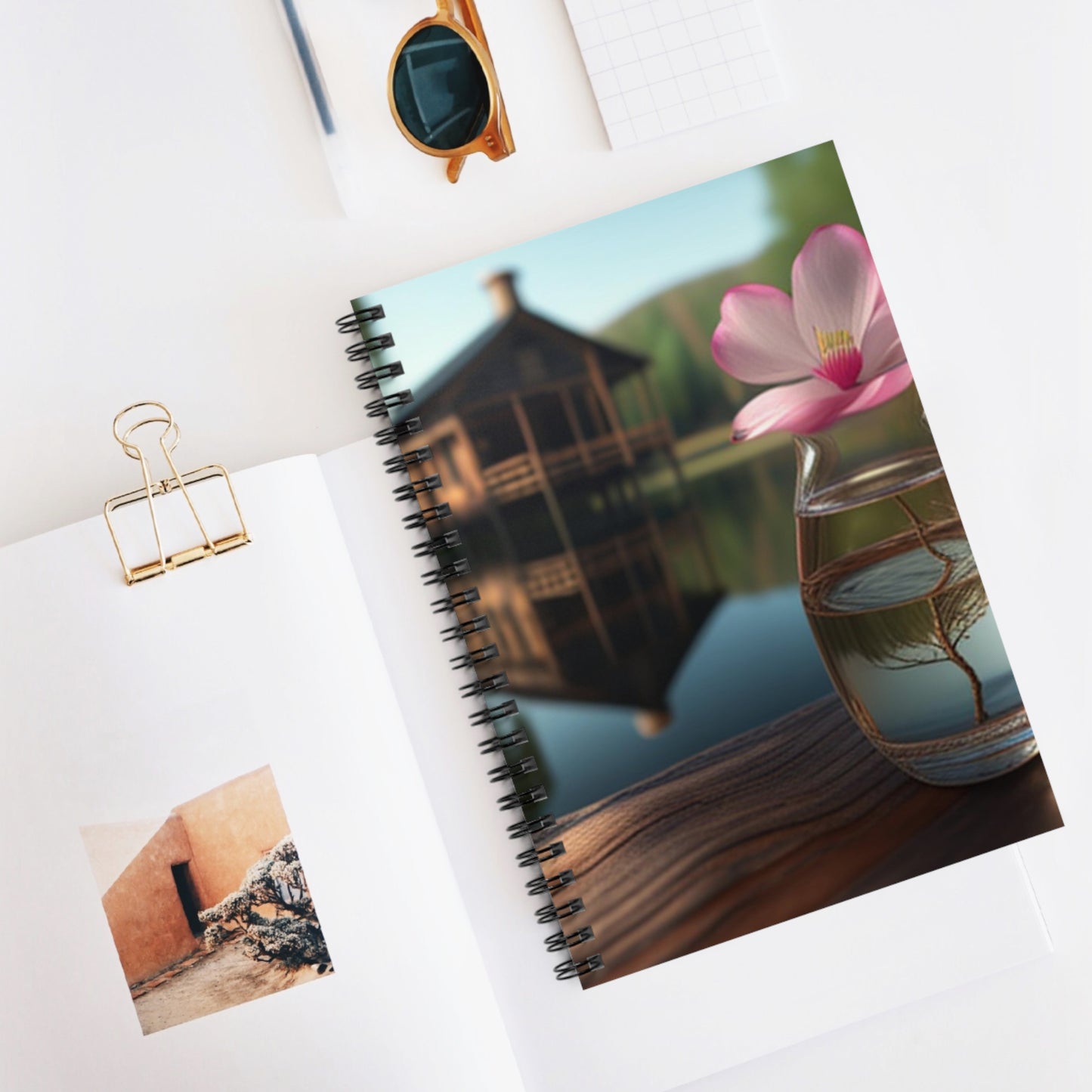 Spiral Notebook - Ruled Line Magnolia in a Glass vase 1