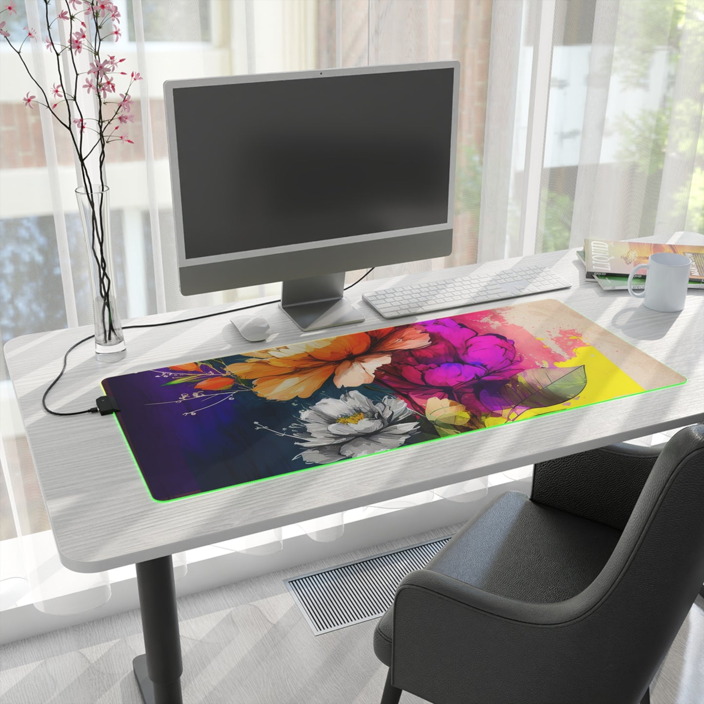 LED Gaming Mouse Pad Bright Spring Flowers 4